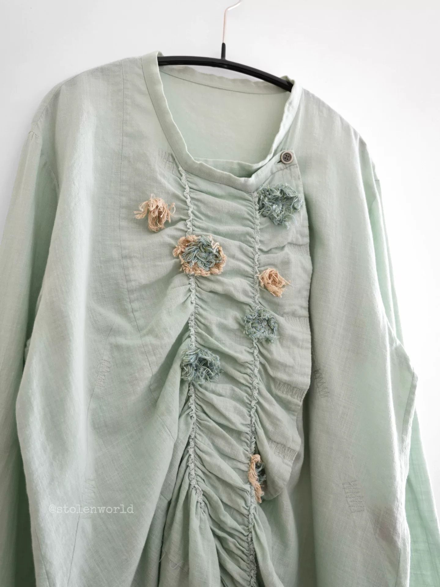 Issey Miyake Issey Miyake Haat Mint Green Blouse Size M / US 6-8 / IT 42-44 - 4 Thumbnail
