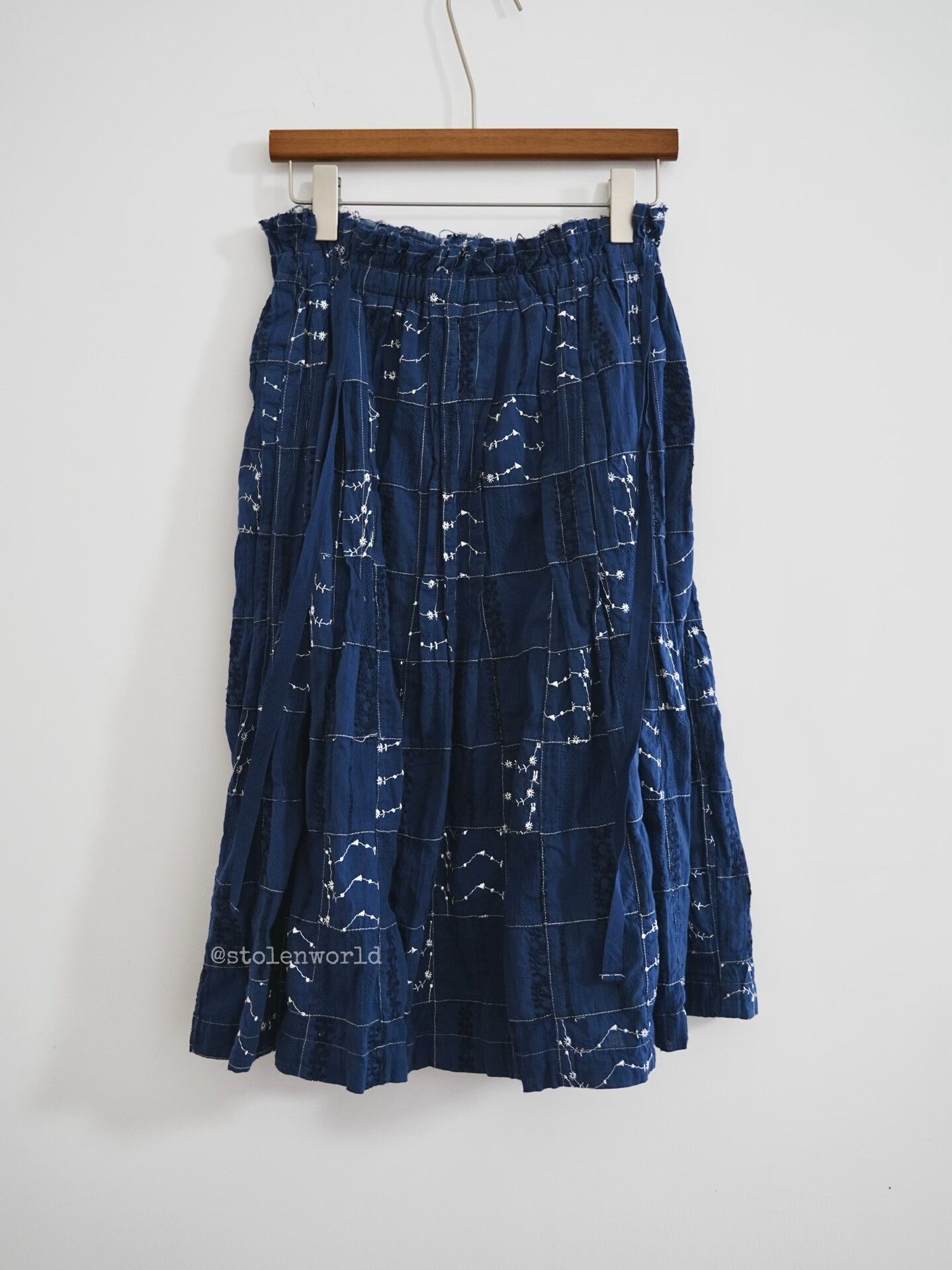 Comme des Garcons blue dyed patchwork embroidered skirt Size 23" - 6 Thumbnail