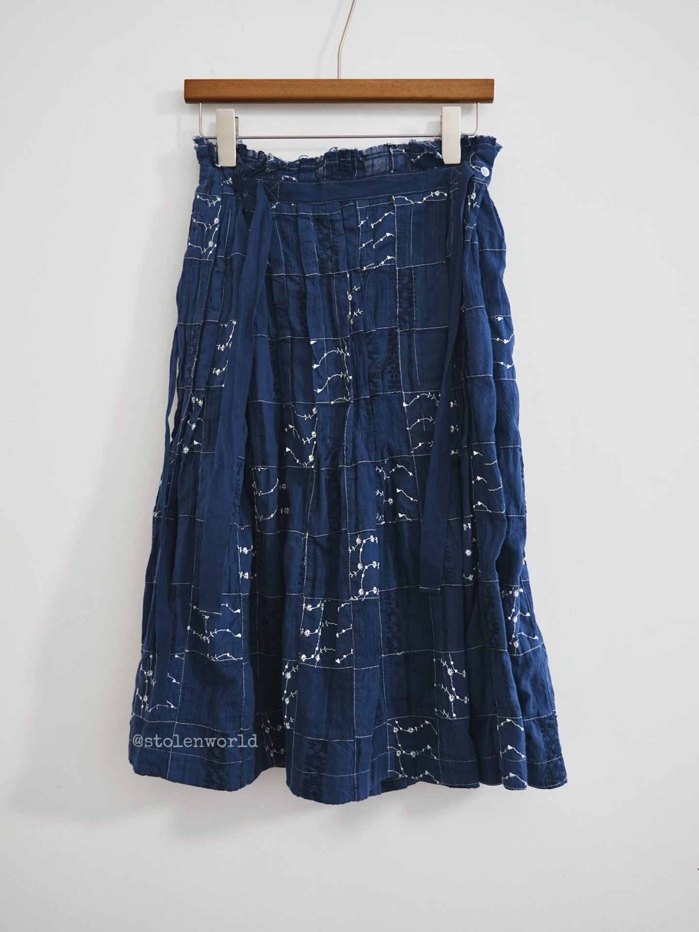 Comme des Garcons blue dyed patchwork embroidered skirt Size 23" - 5 Thumbnail