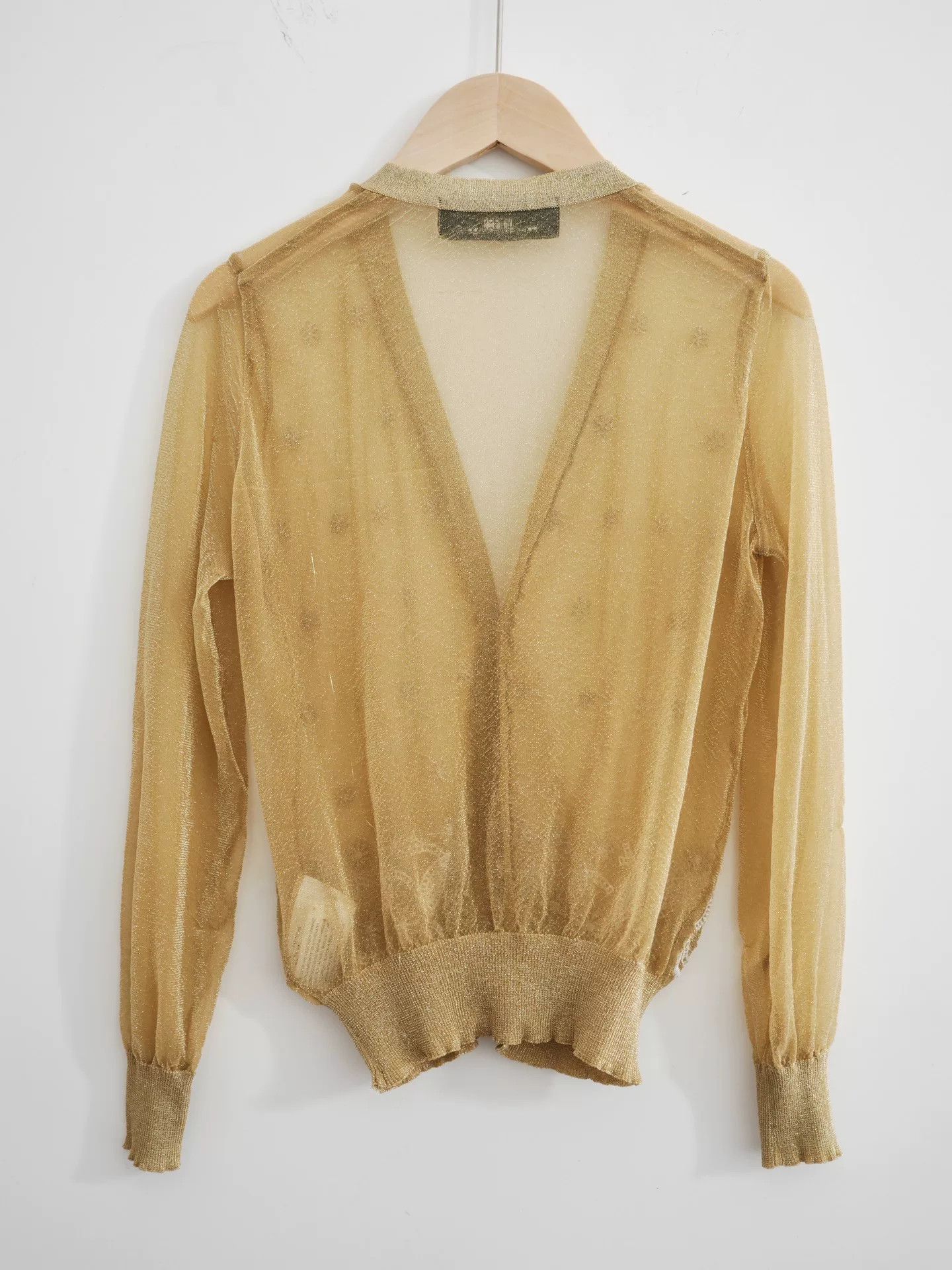 Comme des Garcons gold embroidered lightweight knit cardigan Size ONE SIZE - 5 Thumbnail