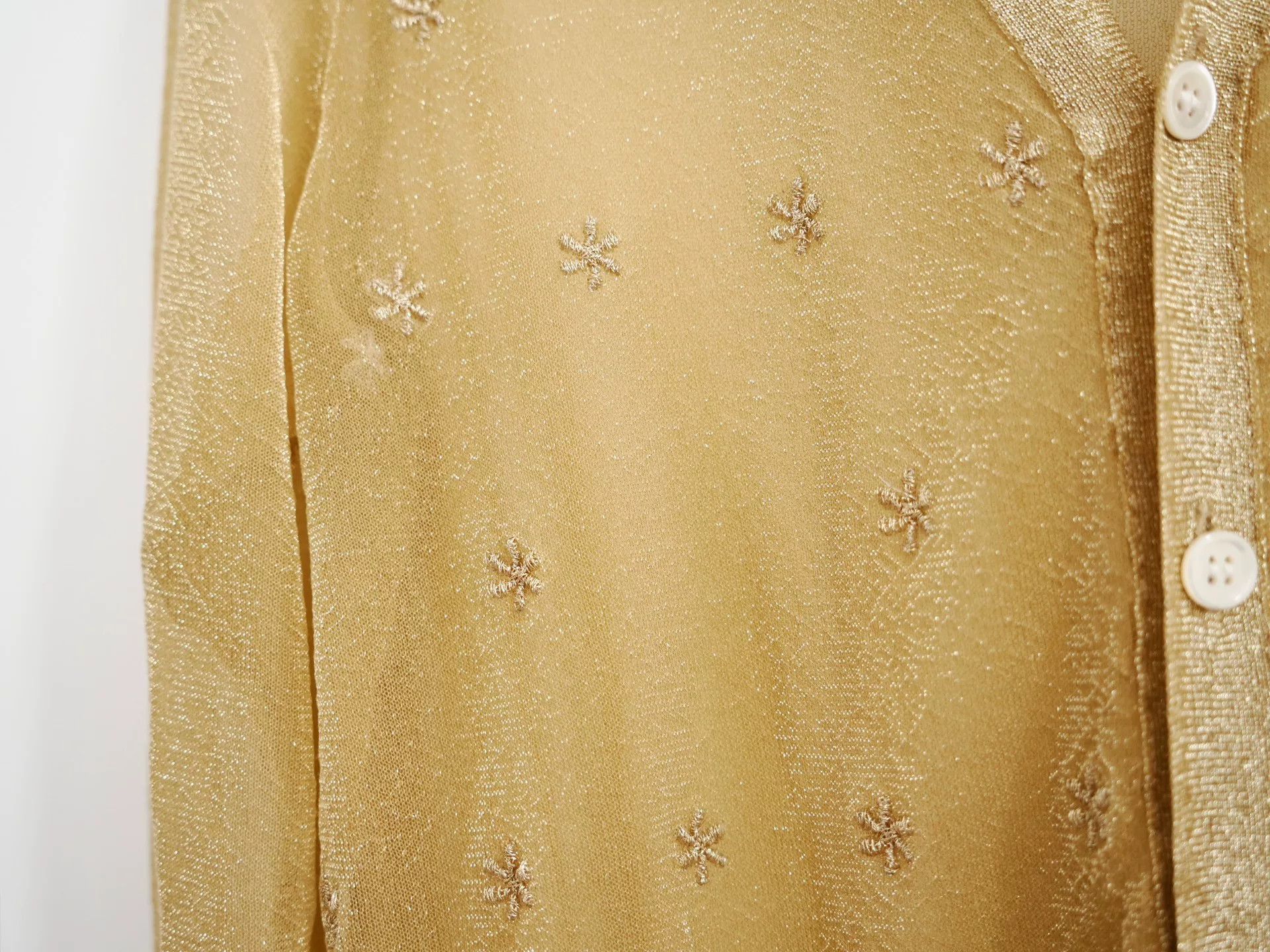 Comme des Garcons gold embroidered lightweight knit cardigan Size ONE SIZE - 4 Thumbnail