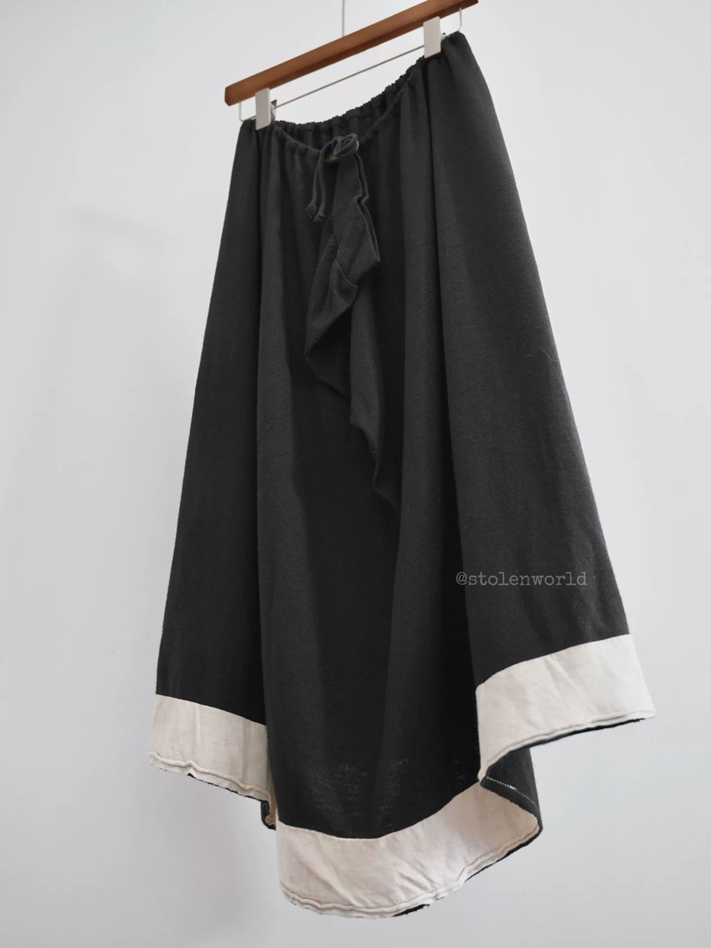 Y's black knitted wool skirt with drawstring Size 23" - 4 Thumbnail