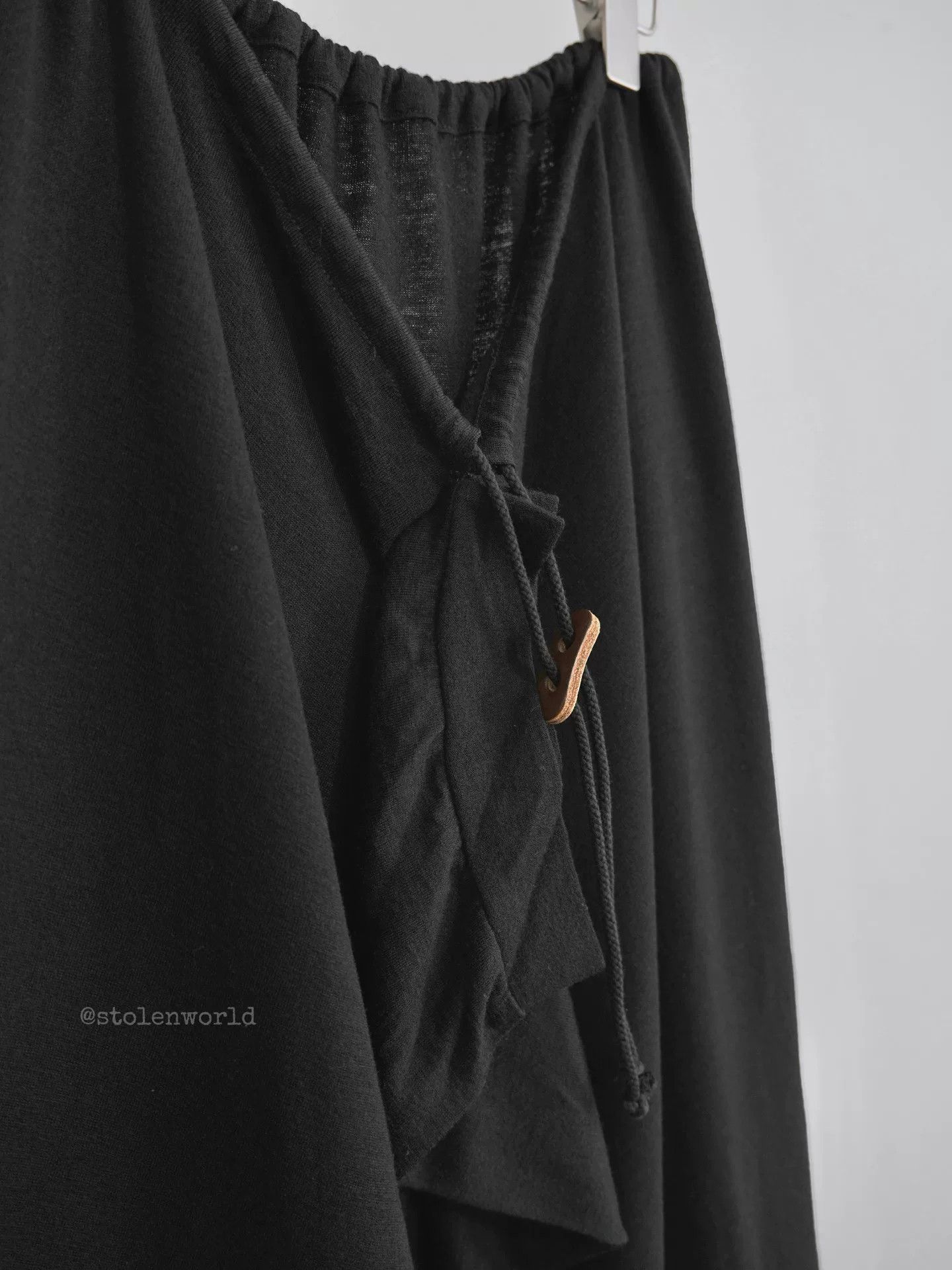 Y's black knitted wool skirt with drawstring Size 23" - 6 Thumbnail