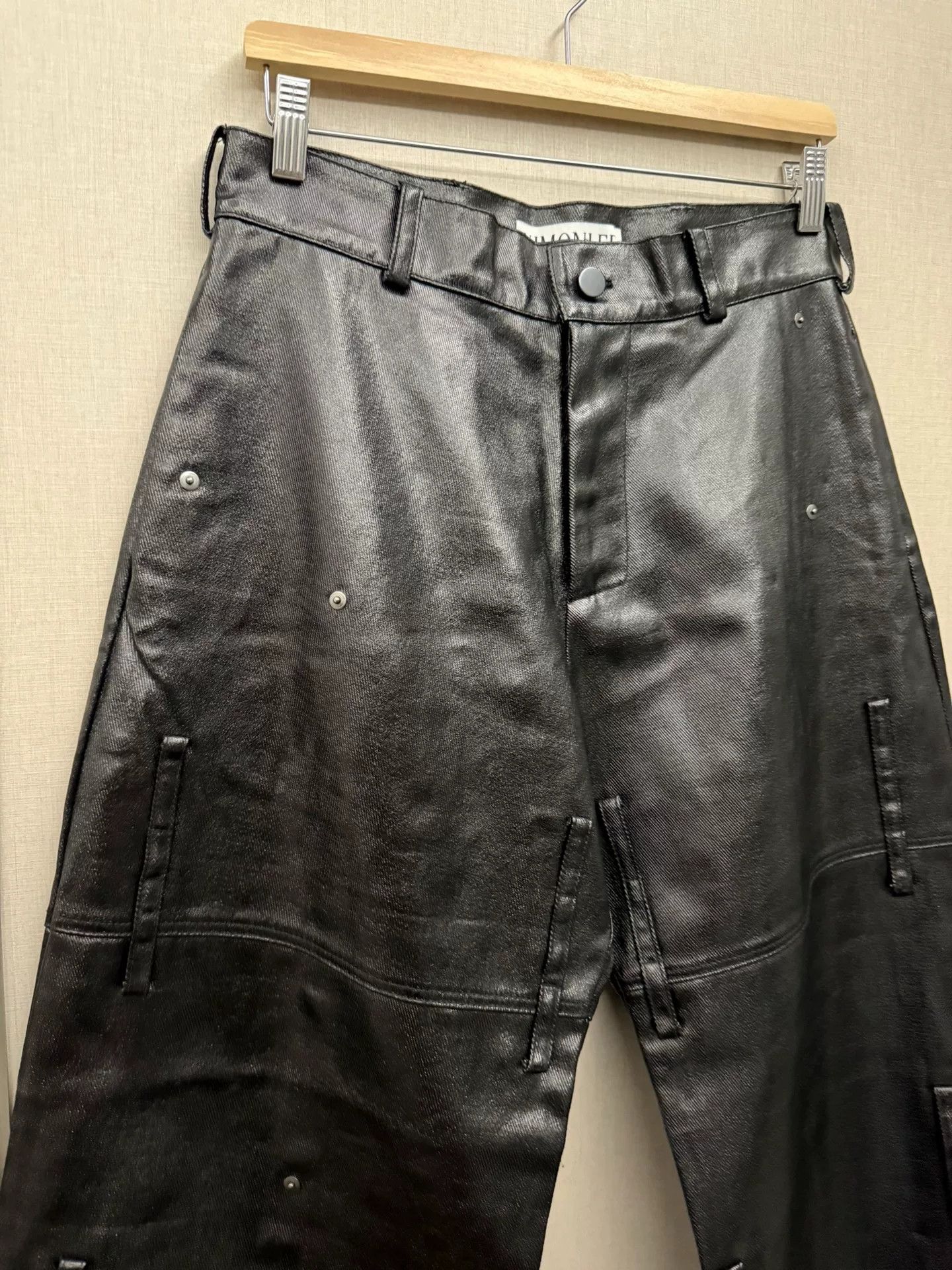 Ximon Lee new black leather pants with studded details Size US 27 - 3 Thumbnail