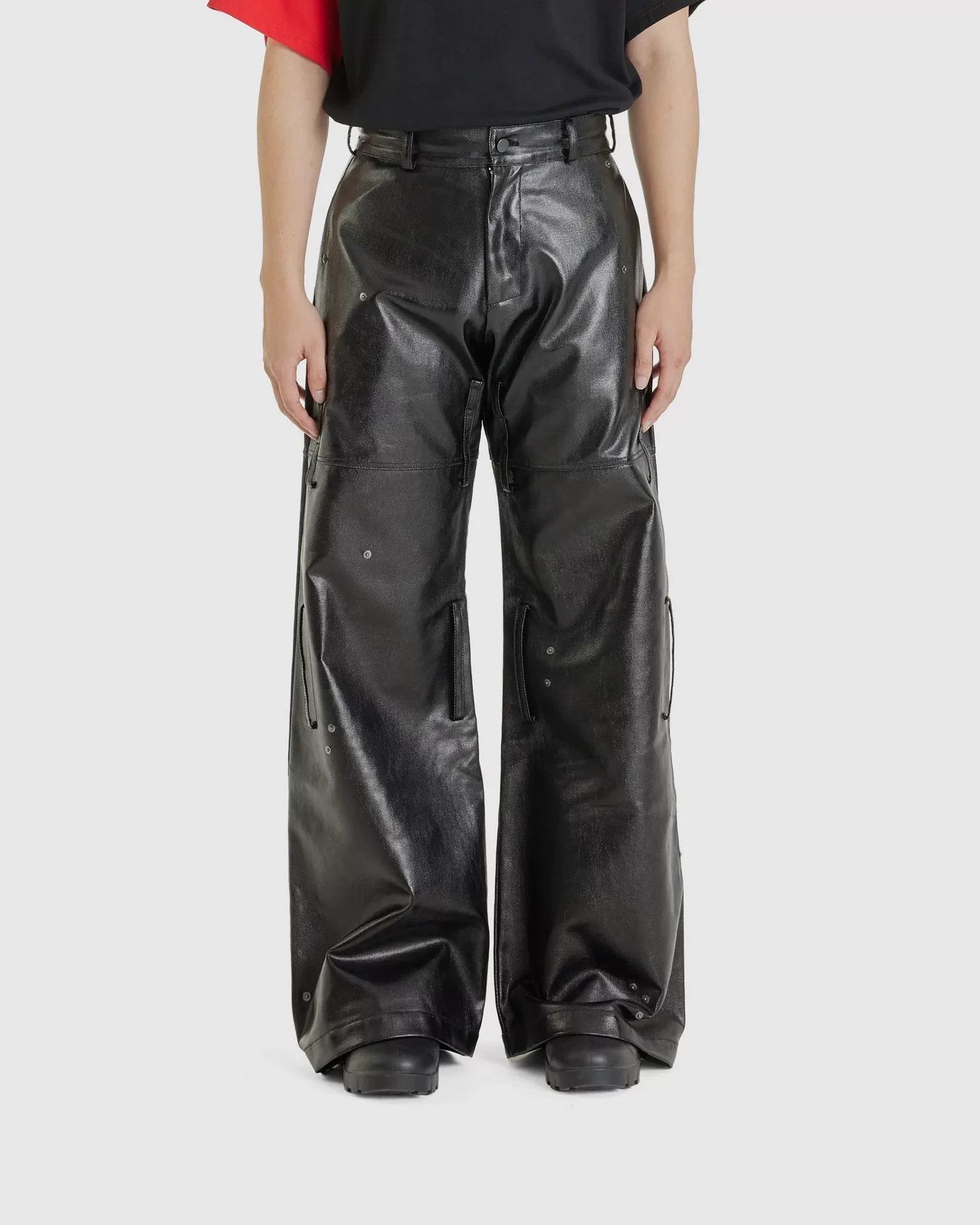 Ximon Lee new black leather pants with studded details Size US 27 - 9 Thumbnail
