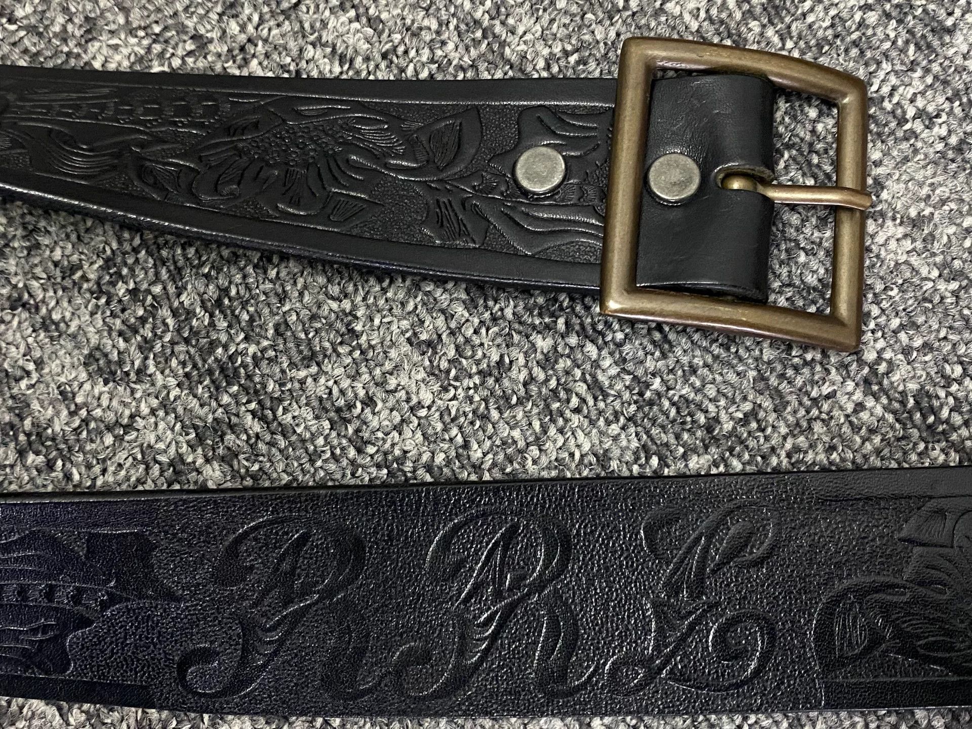 RRL Ralph Lauren premium vintage embossed leather belt Size ONE SIZE - 2 Thumbnail