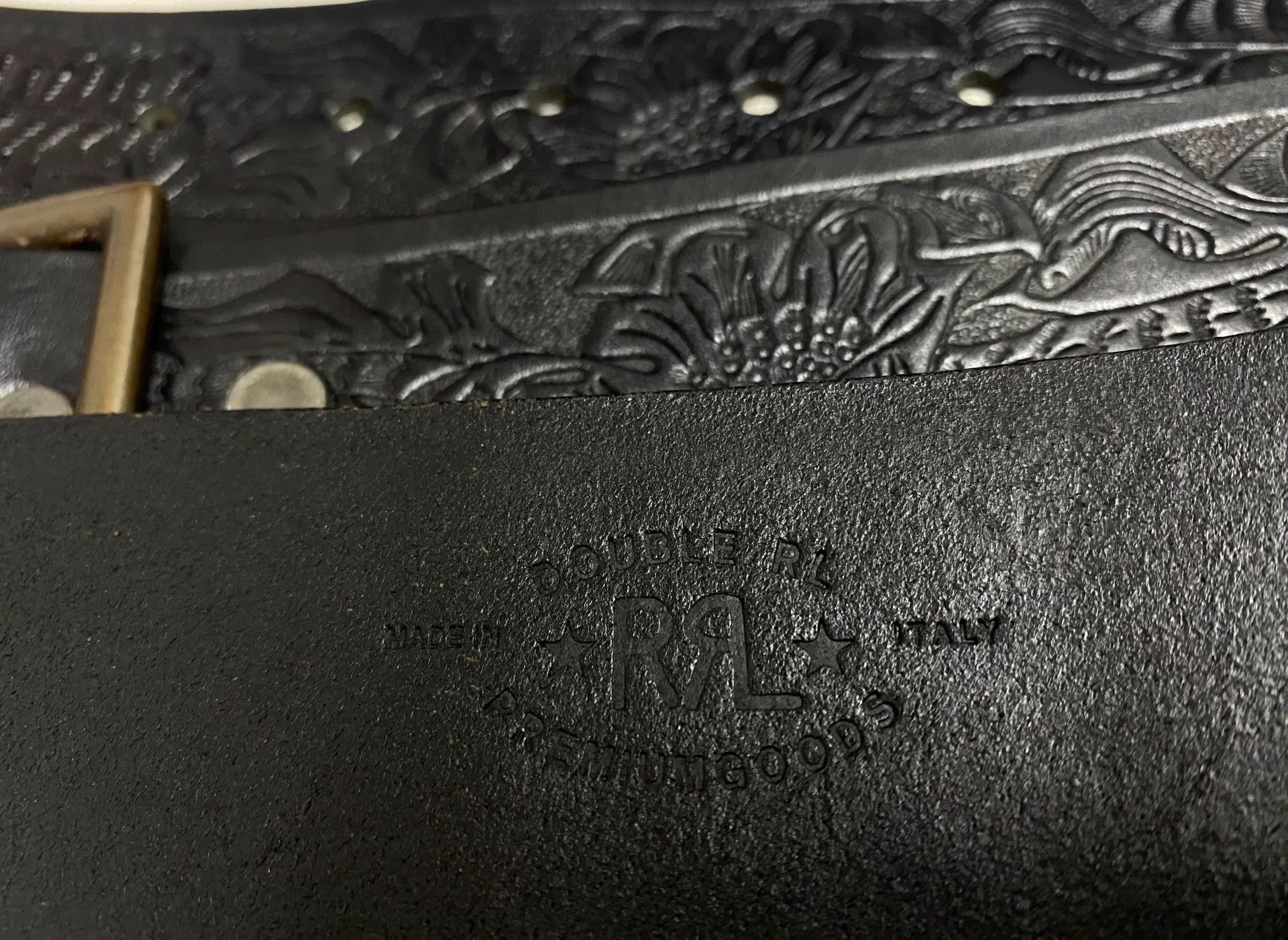 RRL Ralph Lauren premium vintage embossed leather belt Size ONE SIZE - 6 Thumbnail