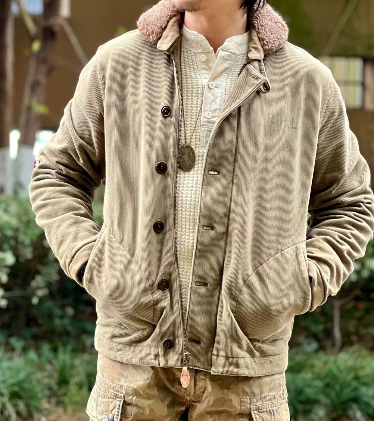RRL Ralph Lauren rrl wool fur collar military corduroy jacket Size US M / EU 48-50 / 2 - 2 Thumbnail