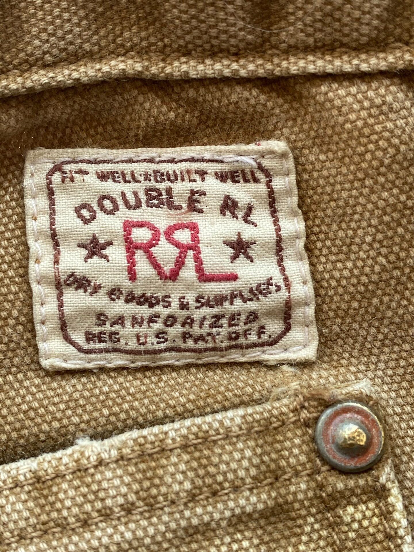 RRL Ralph Lauren khaki canvas work pants with distressed details Size US 34 / EU 50 - 2 Thumbnail