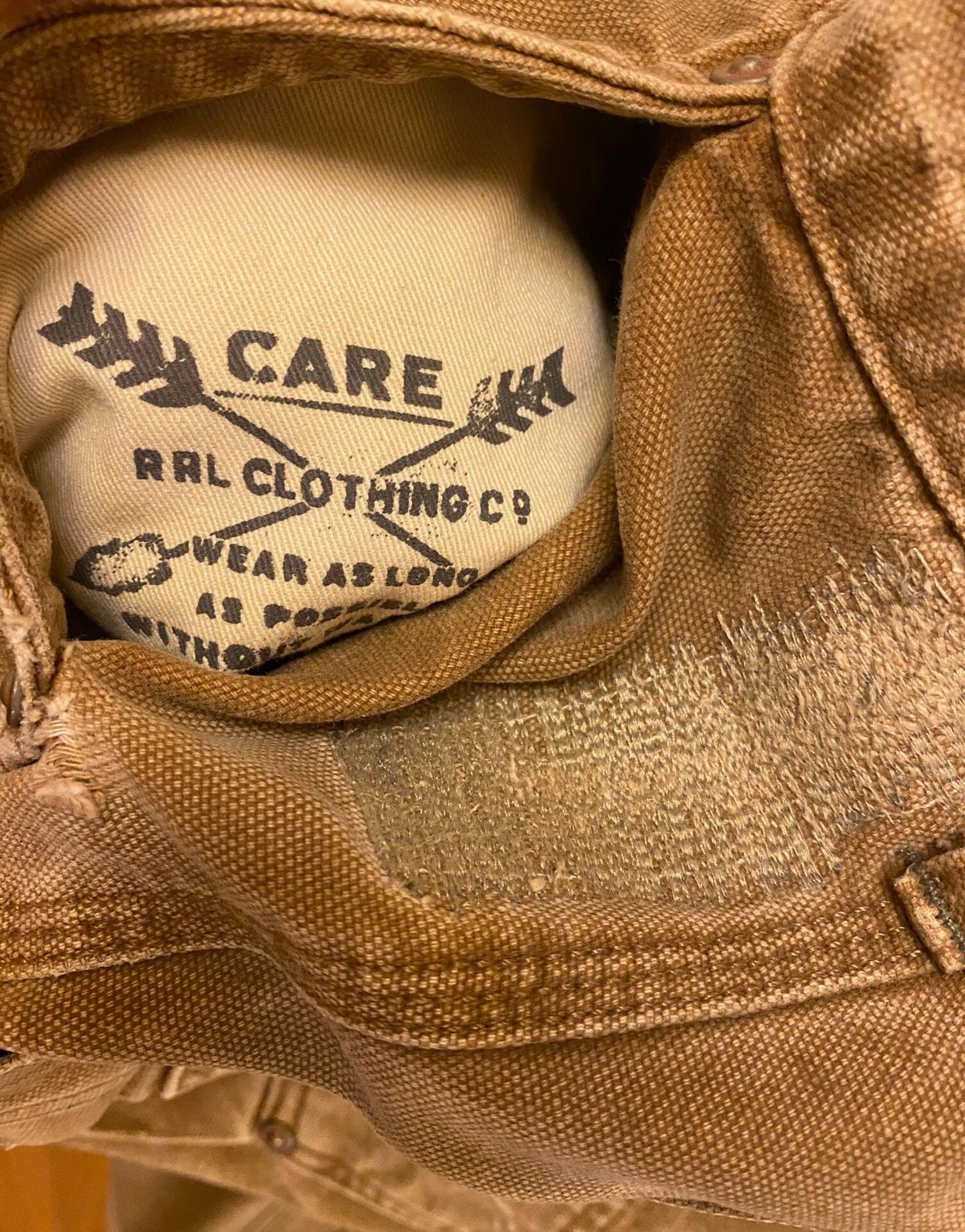 RRL Ralph Lauren khaki canvas work pants with distressed details Size US 34 / EU 50 - 5 Thumbnail