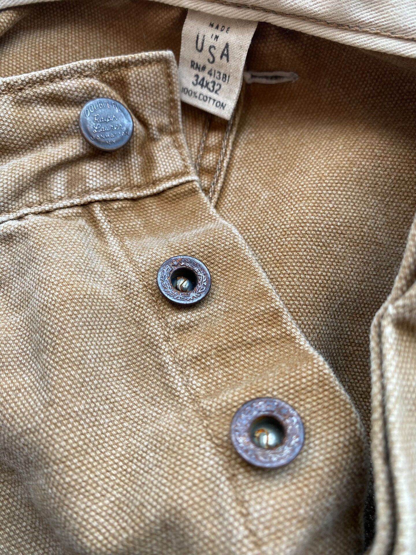 RRL Ralph Lauren khaki canvas work pants with distressed details Size US 34 / EU 50 - 6 Thumbnail