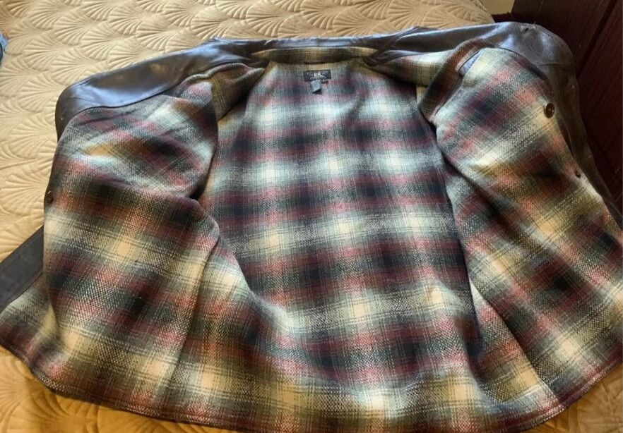 RRL Ralph Lauren vintage rrl leather parka with plaid lining Size US M / EU 48-50 / 2 - 6 Thumbnail