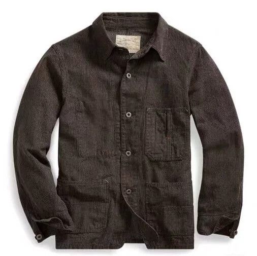 RRL Ralph Lauren double rl takuya kimura stripe chore jacket Size US L / EU 52-54 / 3 - 8 Thumbnail