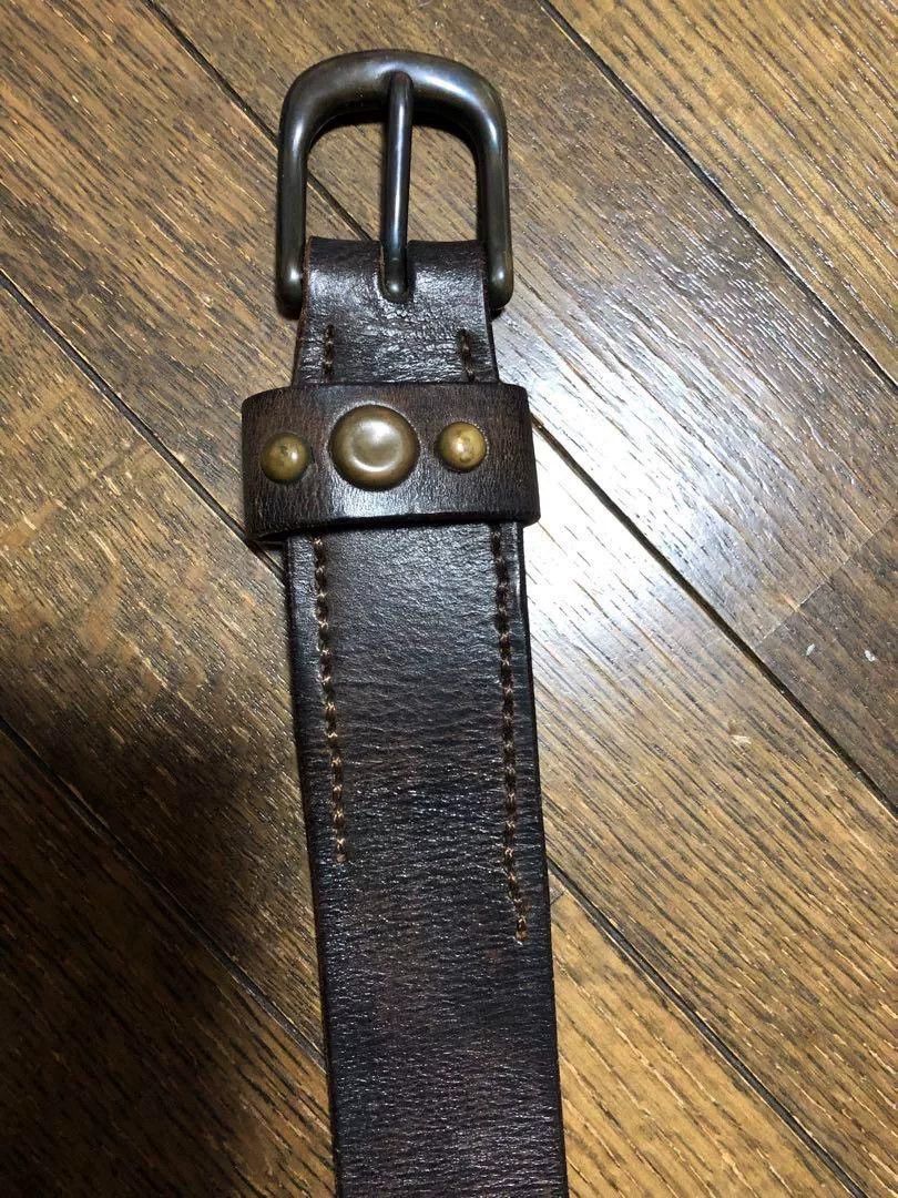 RRL Ralph Lauren vintage rrl montana leather belt with brass studs Size ONE SIZE - 4 Thumbnail