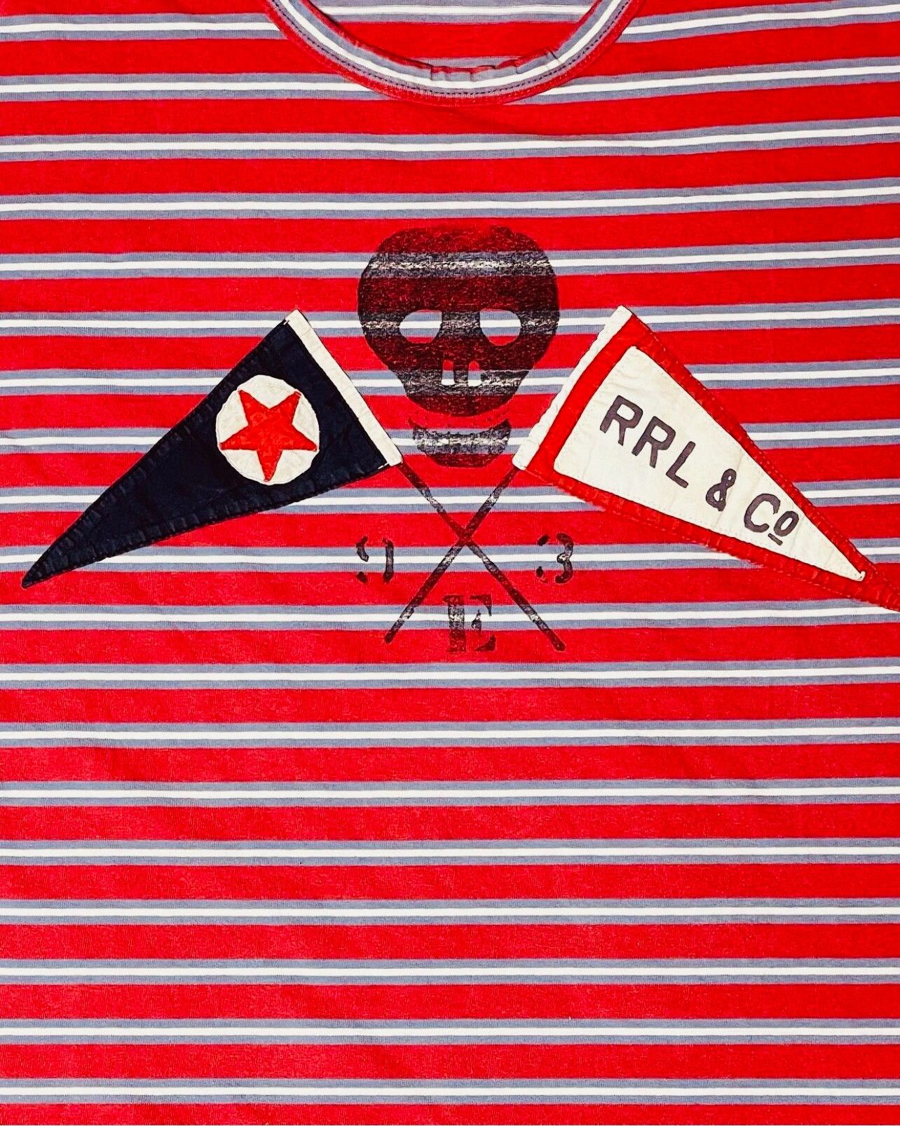 RRL Ralph Lauren RRL Rare Pirate Flag Theme Striped T-shirt Size US XL / EU 56 / 4 - 6 Thumbnail