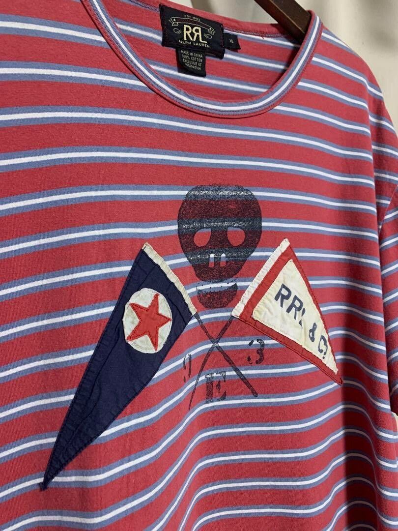 RRL Ralph Lauren RRL Rare Pirate Flag Theme Striped T-shirt Size US XL / EU 56 / 4 - 3 Thumbnail