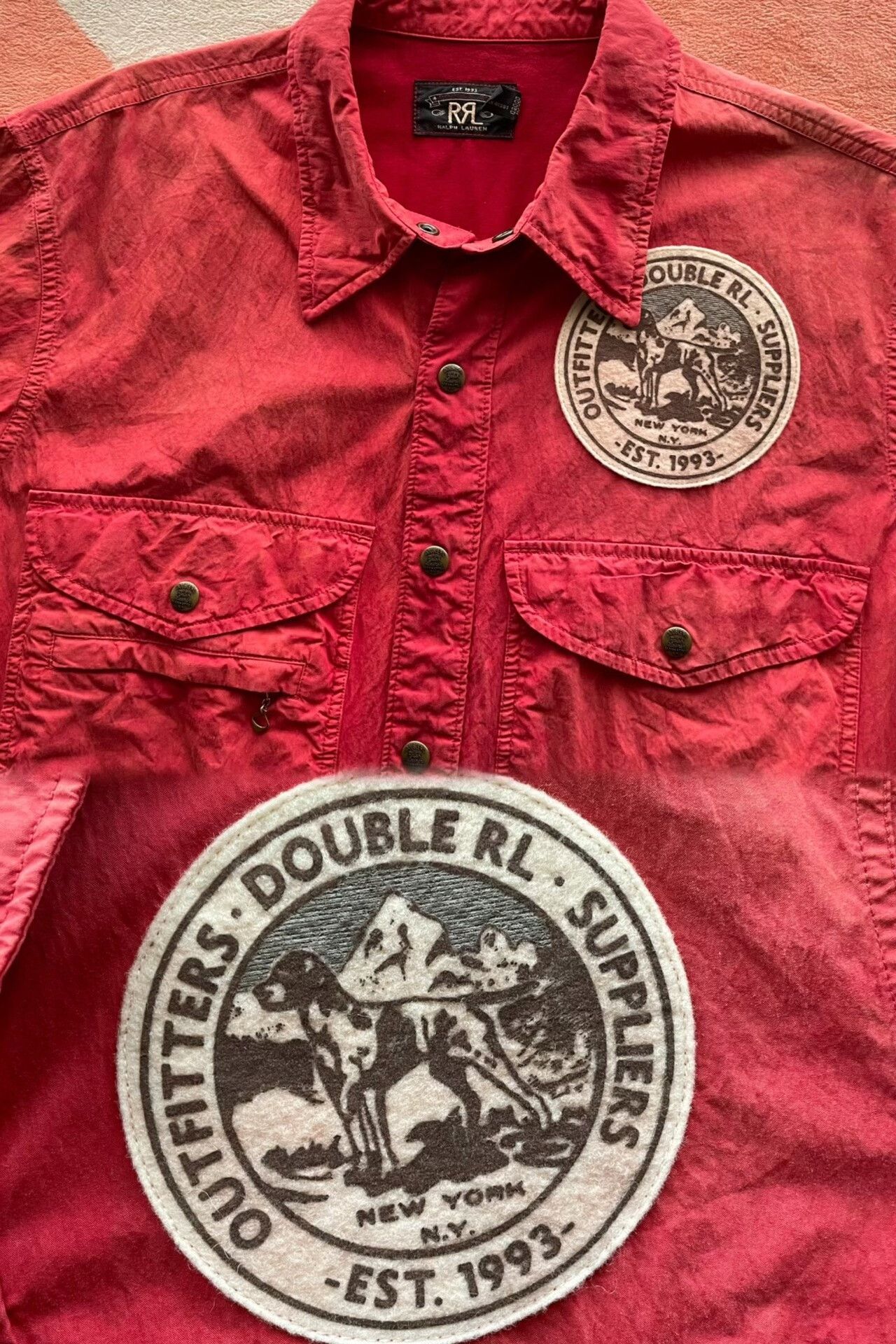 RRL Ralph Lauren vintage nylon hunting jacket in watermelon red Size US M / EU 48-50 / 2 - 4 Thumbnail