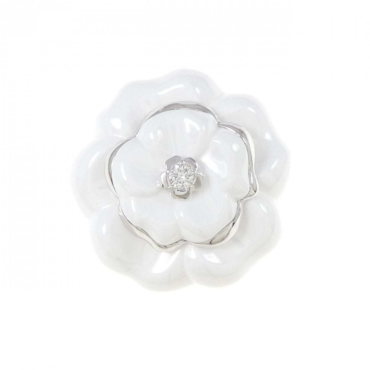 Chanel Chanel Chanel Camelia Large 750 White Gold Ceramic Diamond Ring Precious Metal Ring J10005 DUTY FREE for USA Size ONE SIZE - 2 Thumbnail
