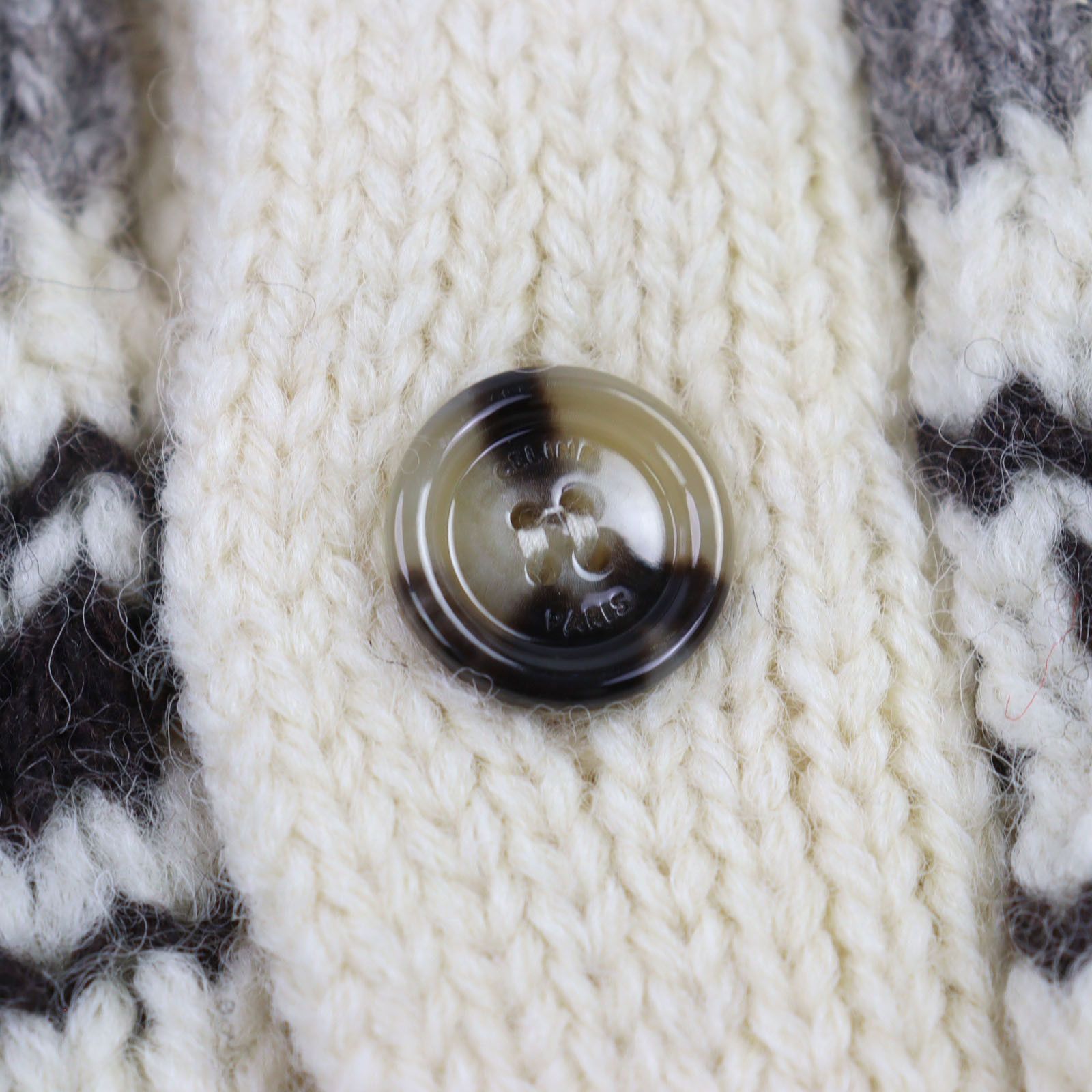 Celine Celine CELINE Shetland Logo Button Nordic Pattern Wool Knit Textile Tops DUTY FREE for USA Size ONE SIZE - 4 Thumbnail