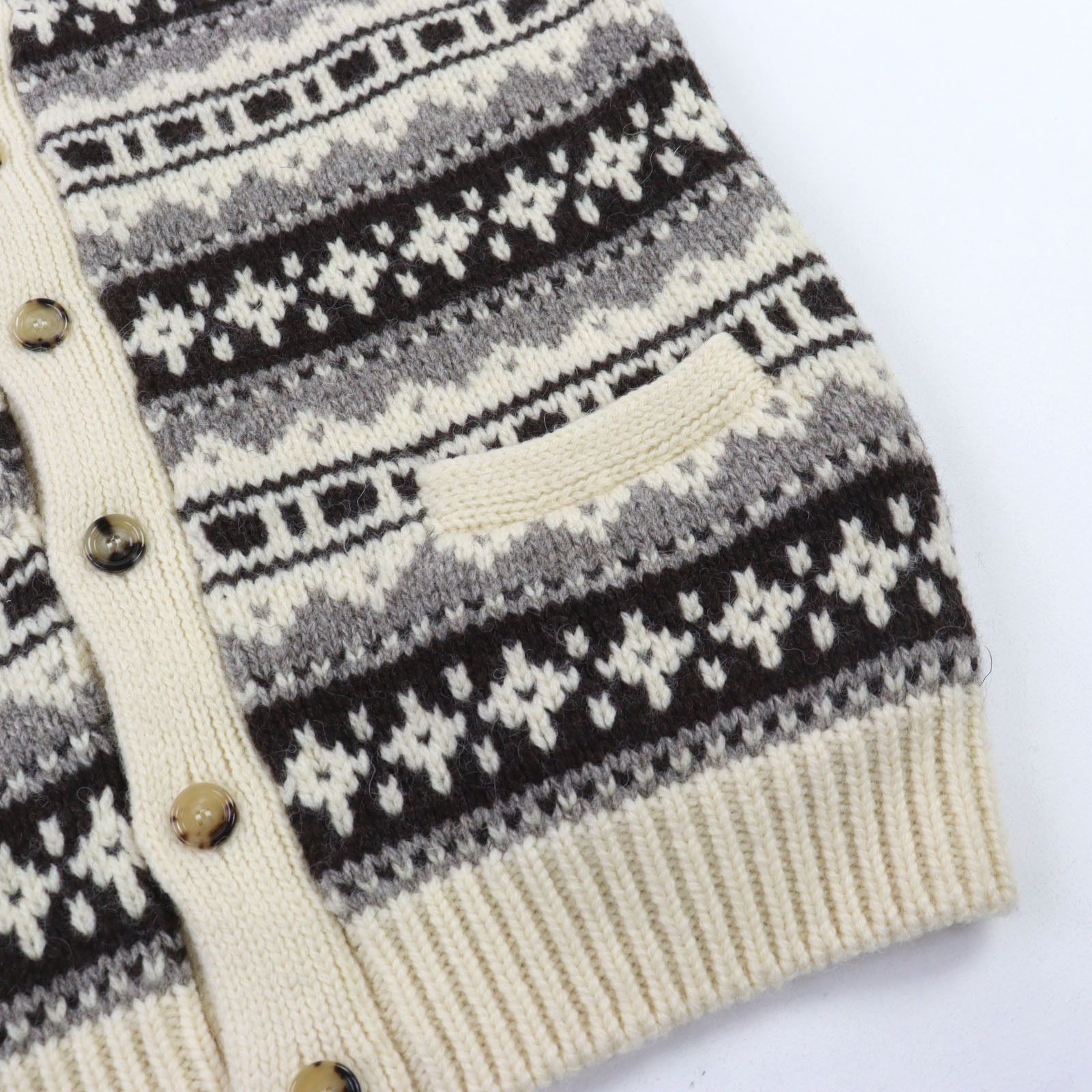 Celine Celine CELINE Shetland Logo Button Nordic Pattern Wool Knit Textile Tops DUTY FREE for USA Size ONE SIZE - 5 Thumbnail