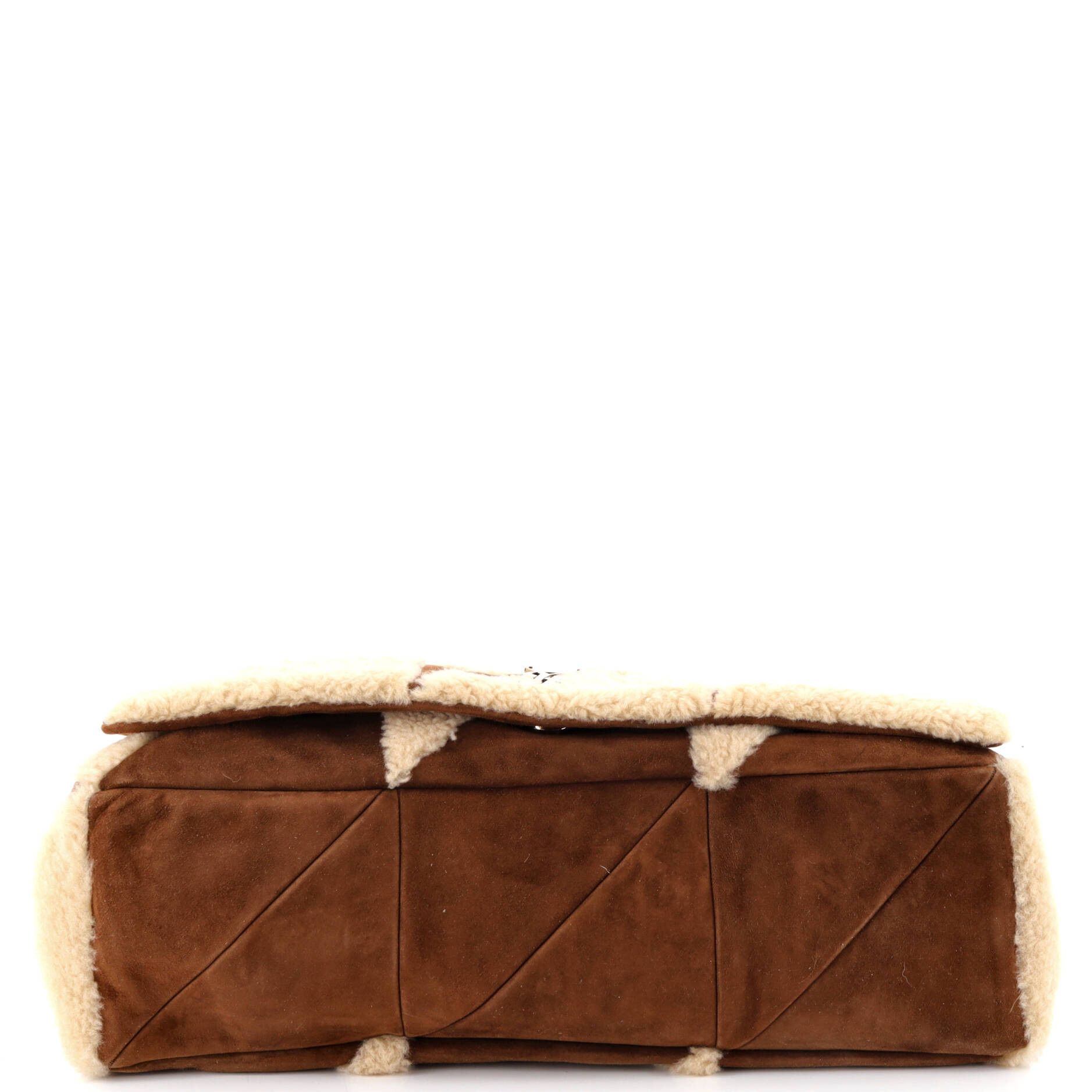 Saint Laurent Paris Saint Laurent Jamie Flap Bag Quilted Suede and Shearling Lar Size ONE SIZE - 3 Thumbnail