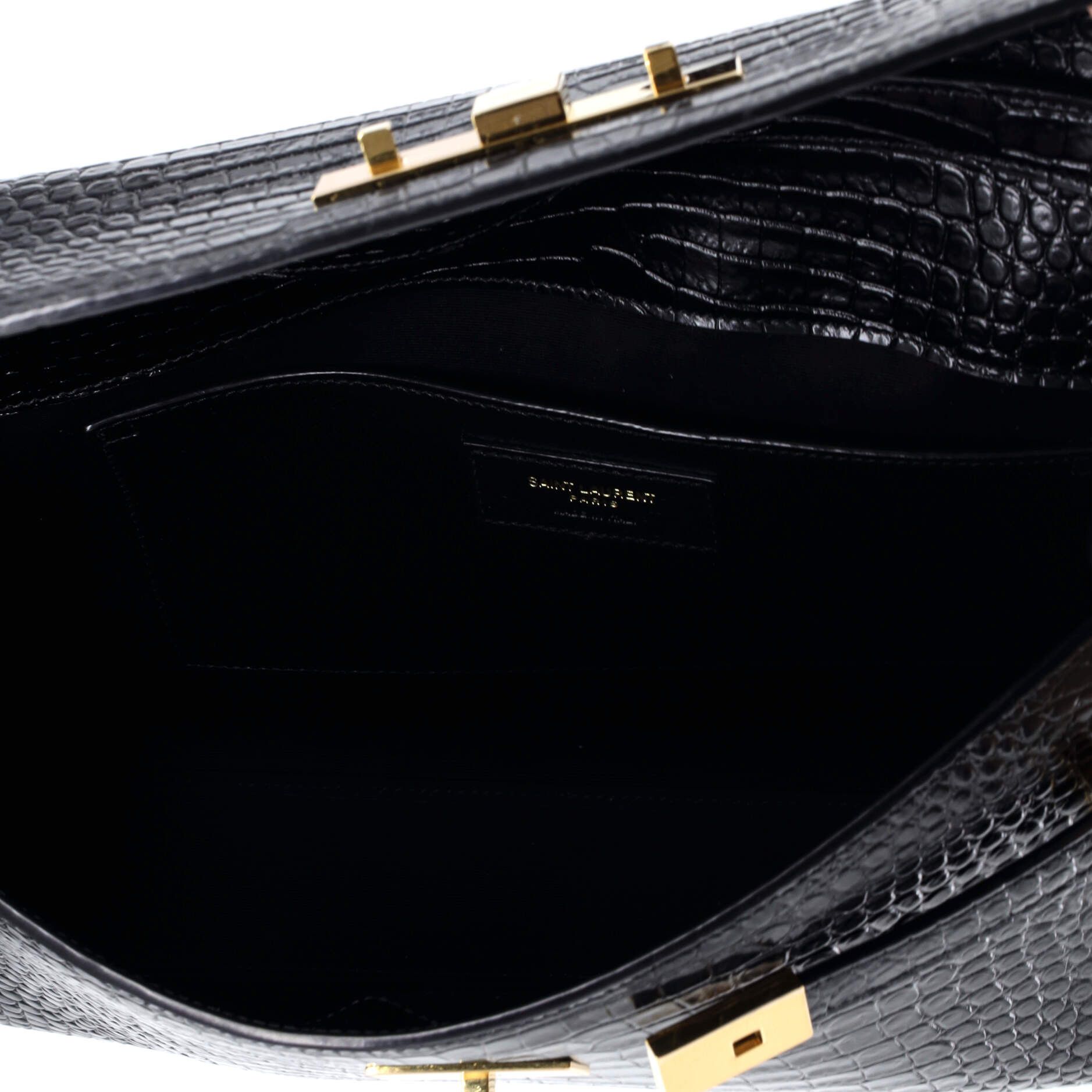 Saint Laurent Paris Saint Laurent Manhattan Shoulder Bag Crocodile Embossed Leat Size ONE SIZE - 4 Thumbnail