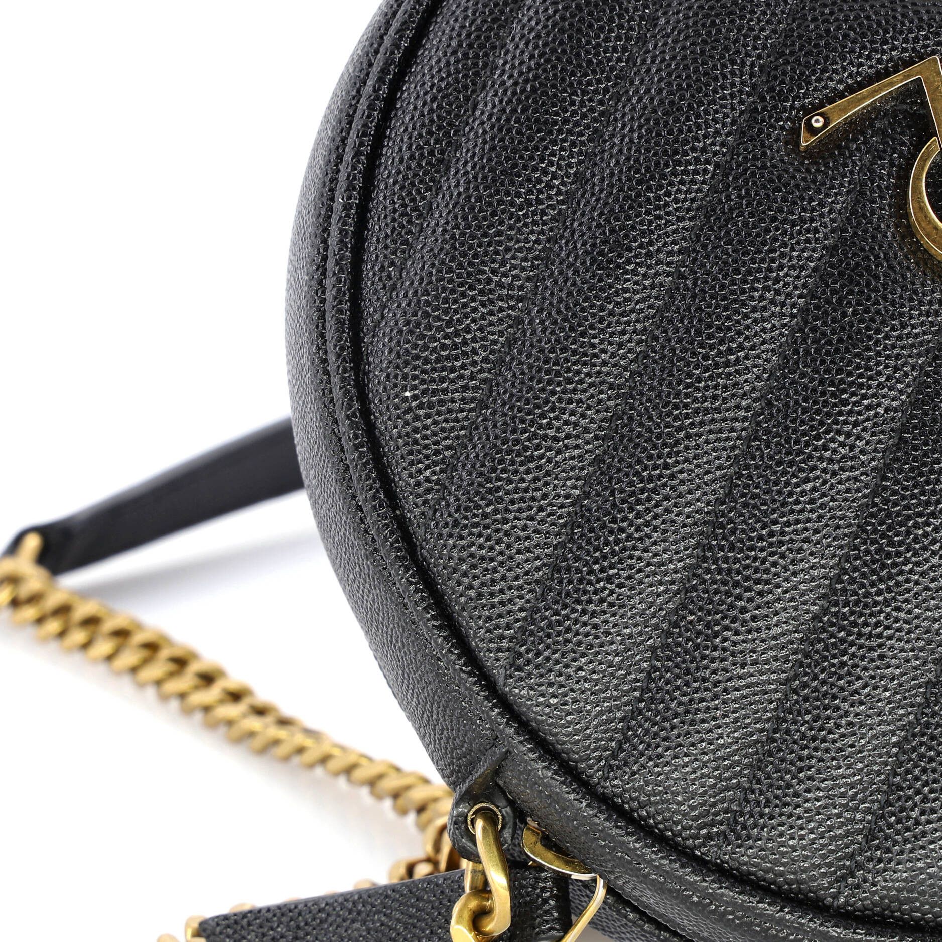 Saint Laurent Paris Saint Laurent Vinyle Round Camera Bag Matelasse Chevron Leat Size ONE SIZE - 5 Thumbnail