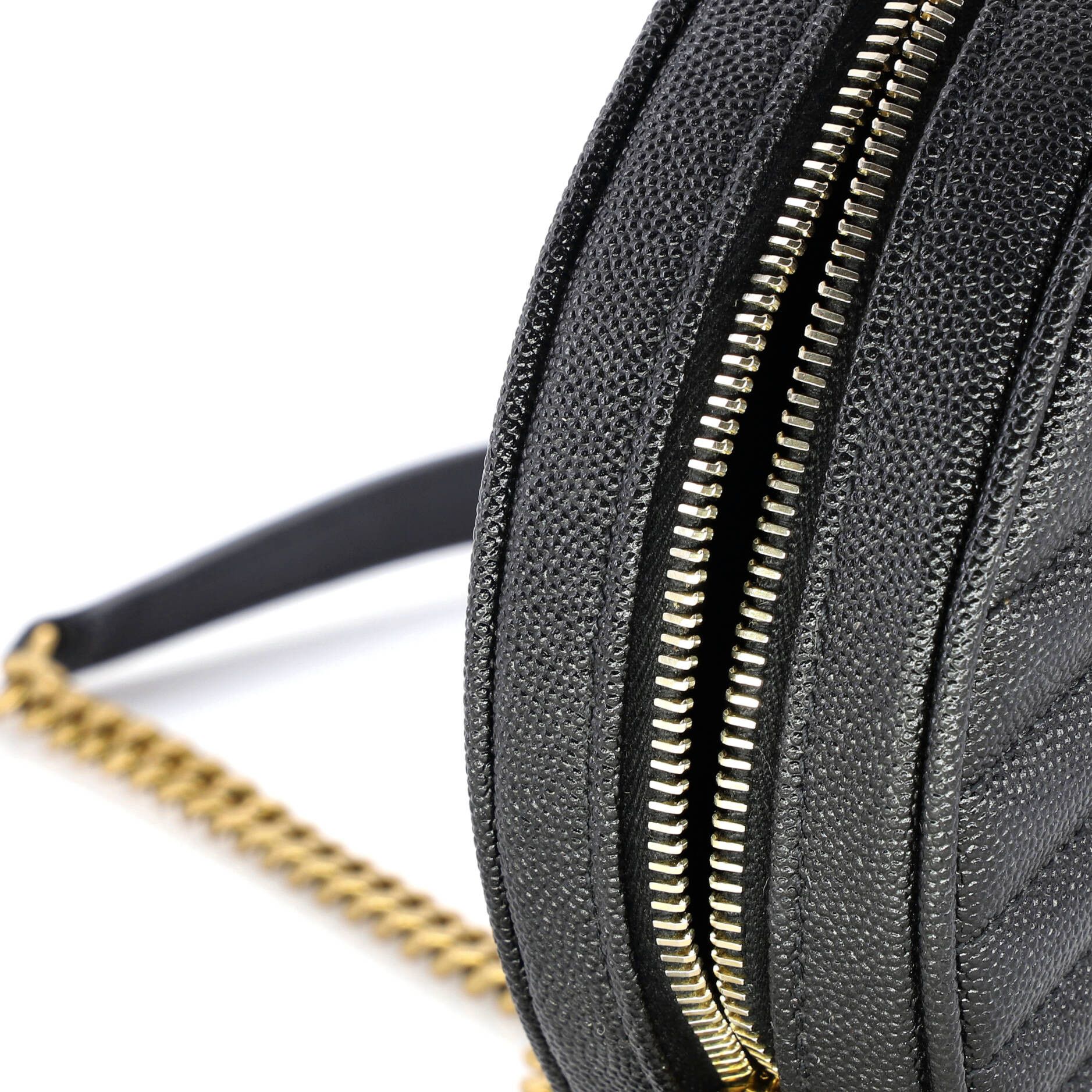 Saint Laurent Paris Saint Laurent Vinyle Round Camera Bag Matelasse Chevron Leat Size ONE SIZE - 6 Thumbnail
