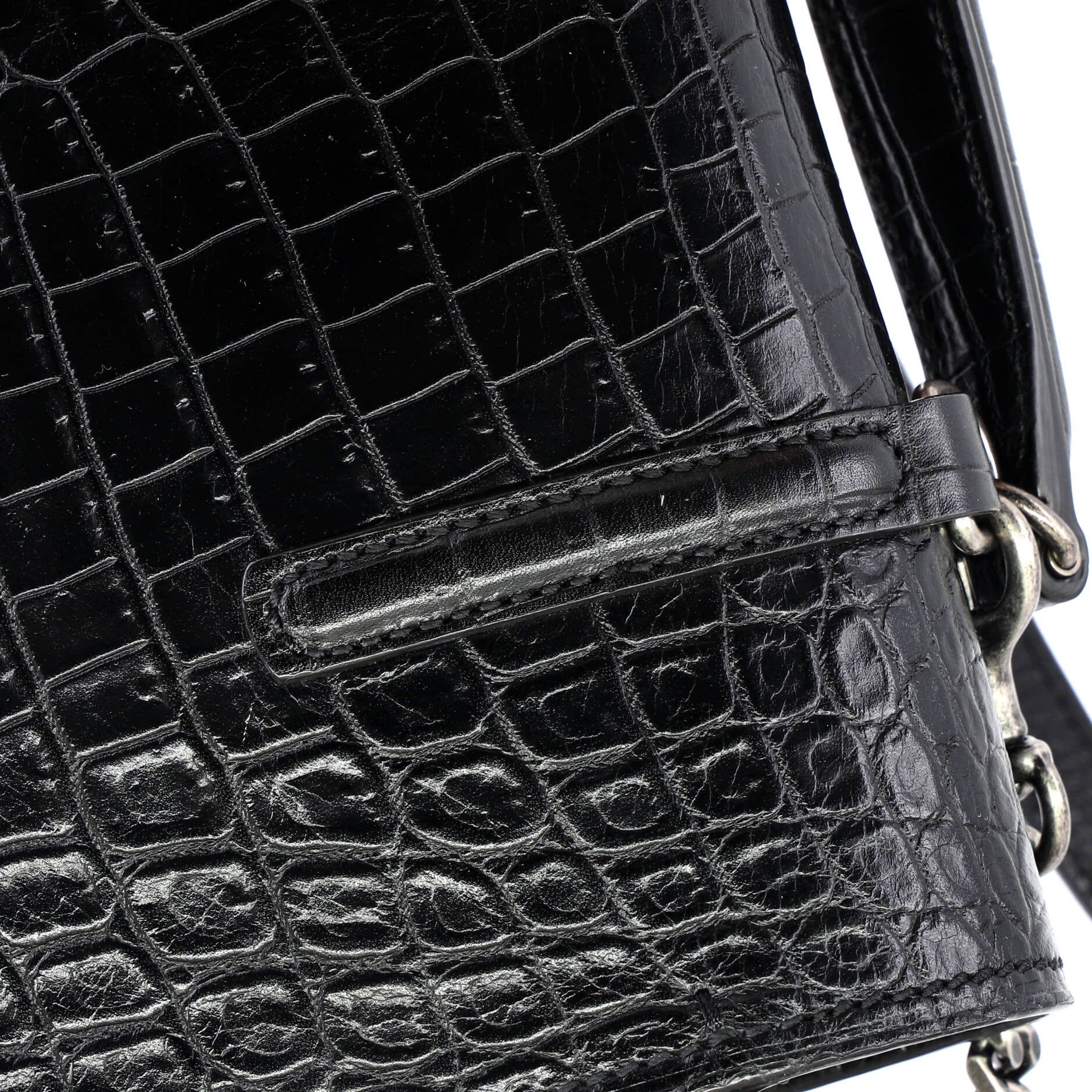 Saint Laurent Paris Saint Laurent Charlotte Flap Bag Crocodile Embossed Leather Size ONE SIZE - 6 Thumbnail
