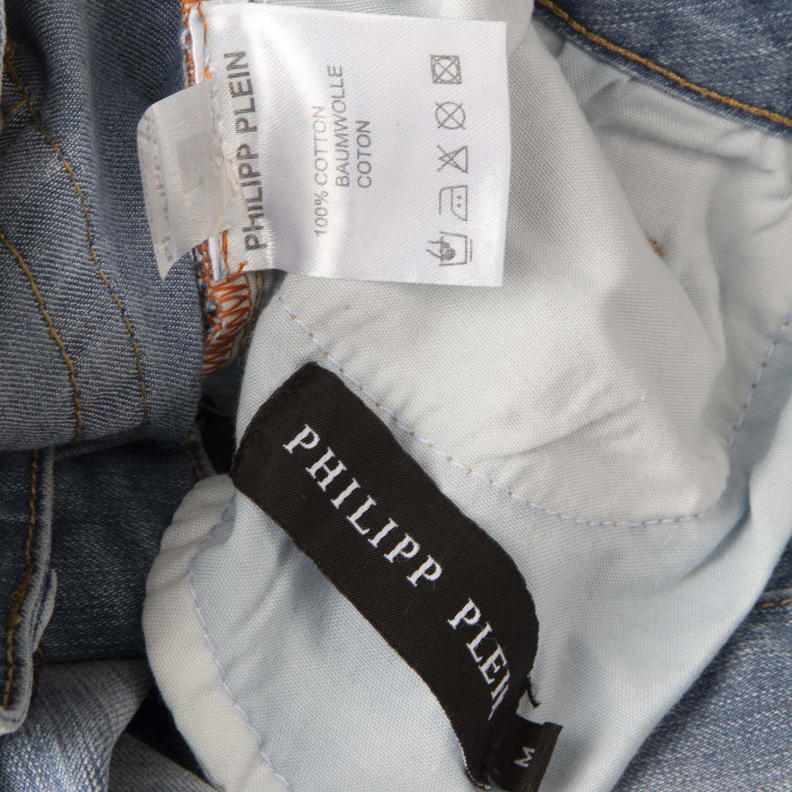 Philipp Plein Blue Denim Skill Detail Skinny Jeans Size 28" / US 6 / IT 42 - 5 Thumbnail