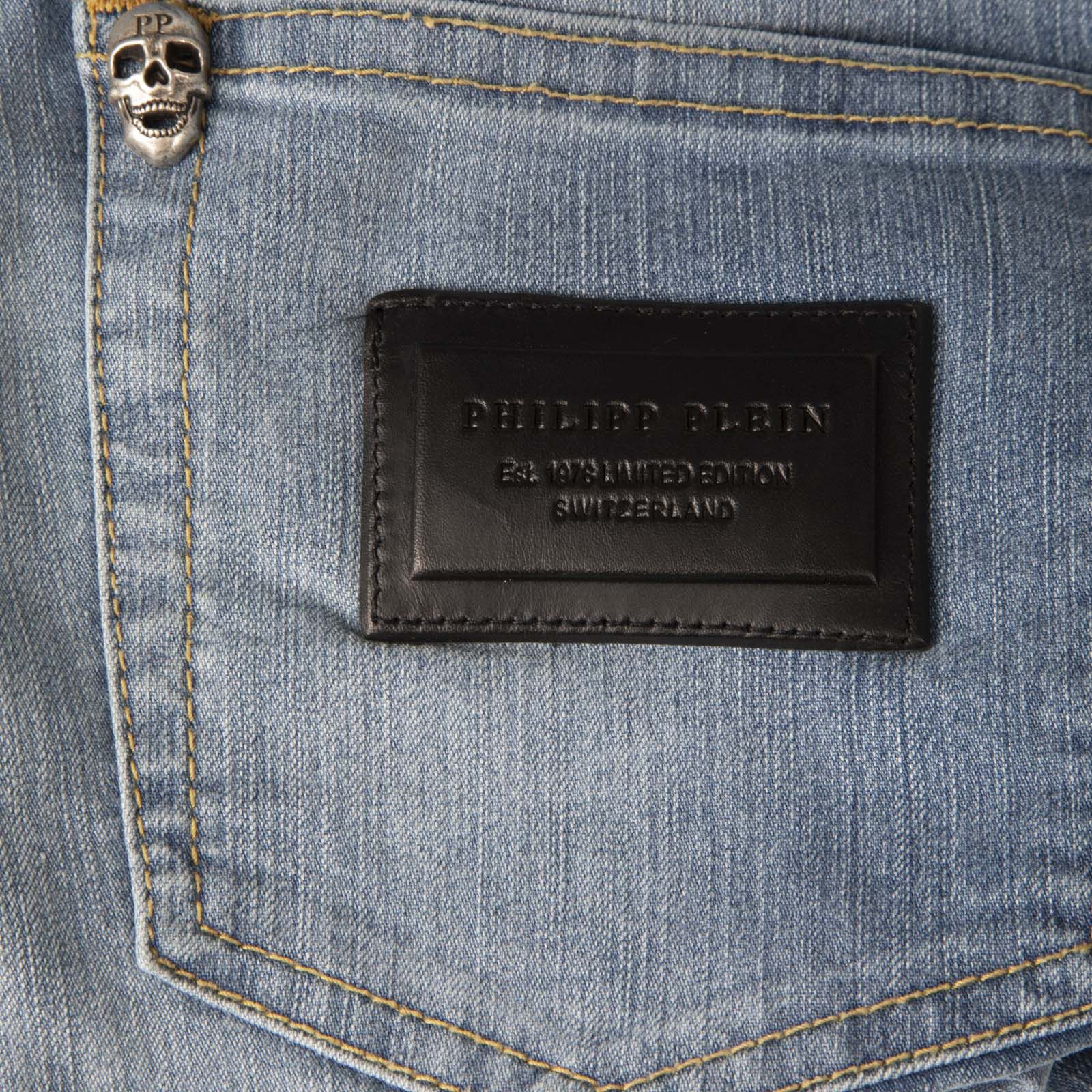 Philipp Plein Blue Denim Skill Detail Skinny Jeans Size 28" / US 6 / IT 42 - 3 Thumbnail