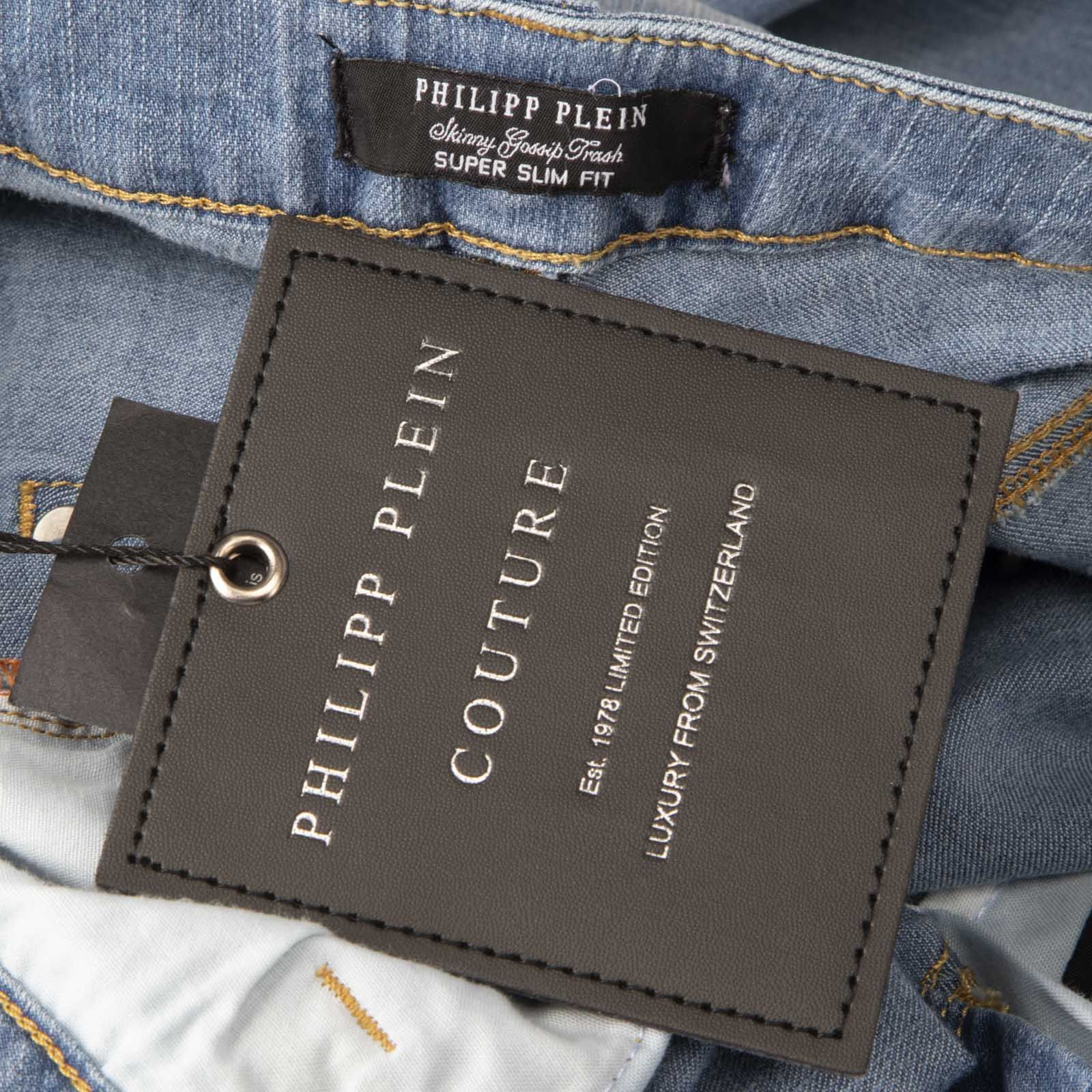 Philipp Plein Blue Denim Skill Detail Skinny Jeans Size 28" / US 6 / IT 42 - 4 Thumbnail