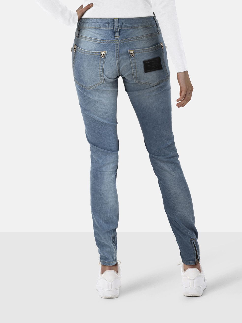 Philipp Plein Blue Denim Skill Detail Skinny Jeans Size 28" / US 6 / IT 42 - 2 Thumbnail