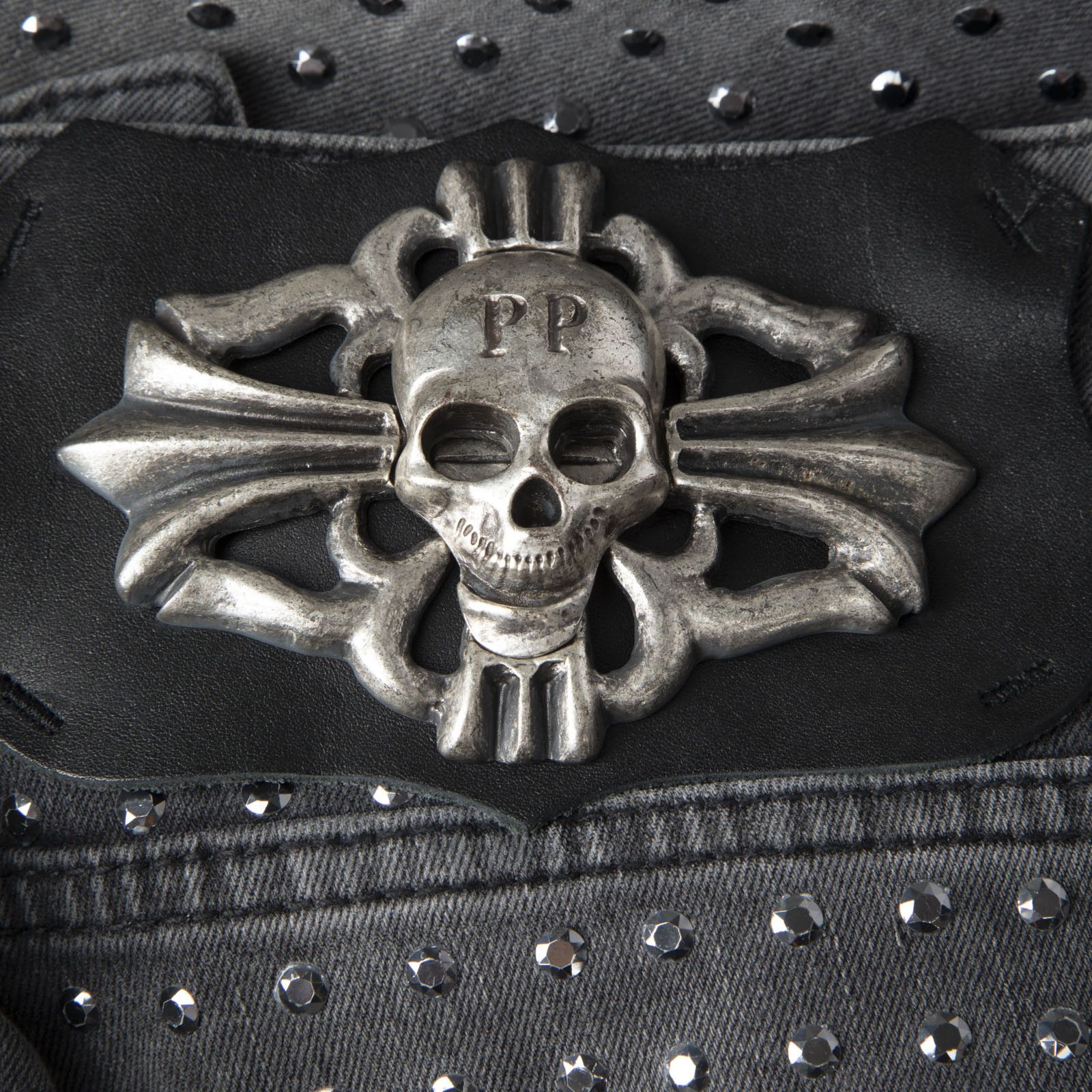 Philipp Plein Grey Rhinestone & Skull Skinny Jeans Size 27" / US 4 / IT 40 - 3 Thumbnail
