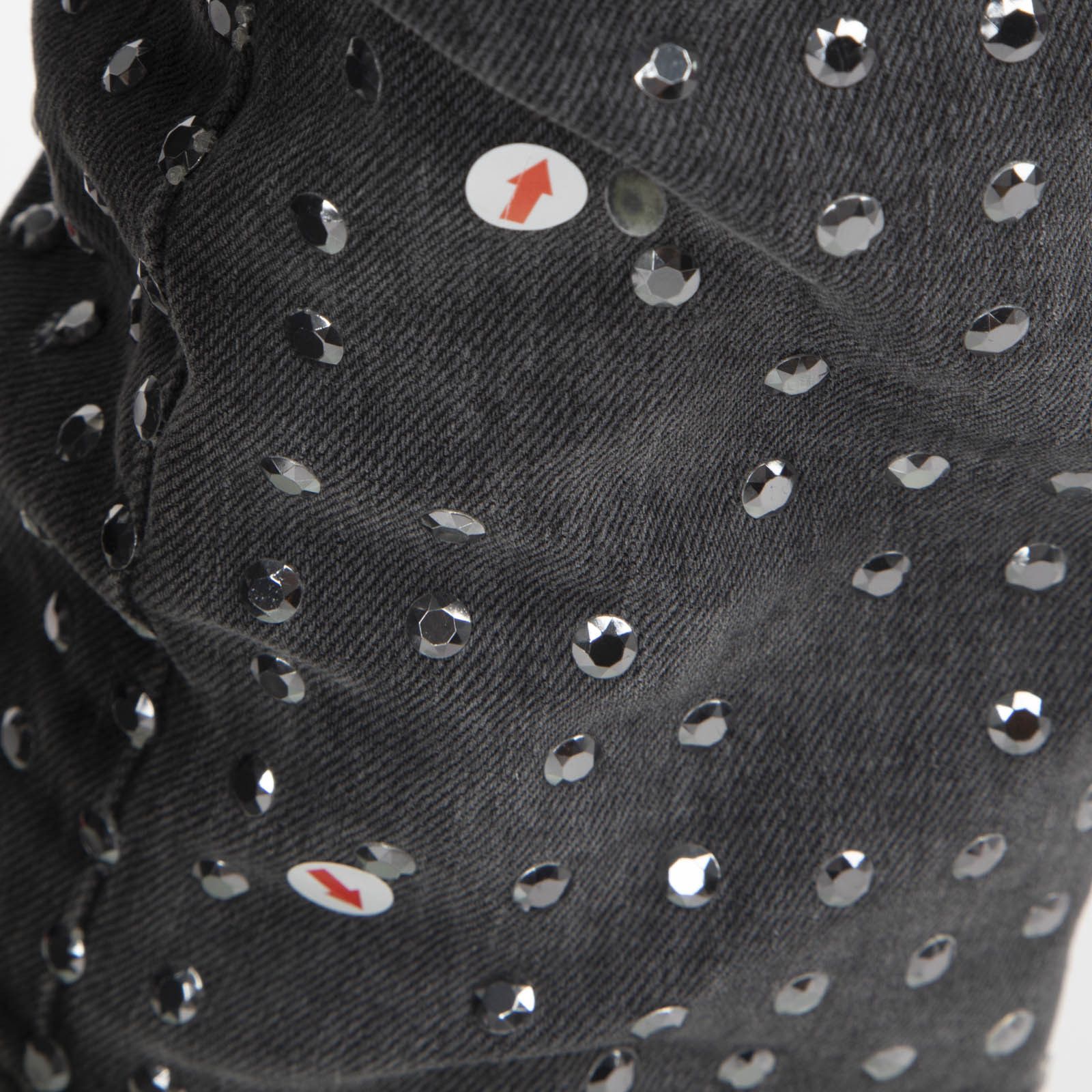 Philipp Plein Grey Rhinestone & Skull Skinny Jeans Size 27" / US 4 / IT 40 - 8 Thumbnail