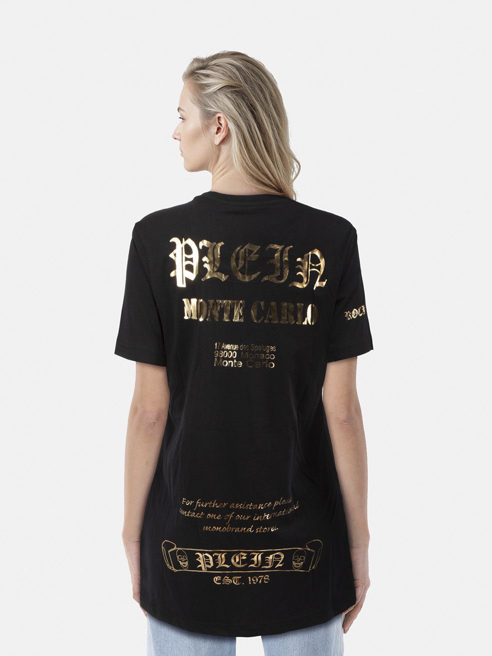 Philipp Plein Black & Gold Skull Print T-Shirt Size M / US 6-8 / IT 42-44 - 2 Thumbnail