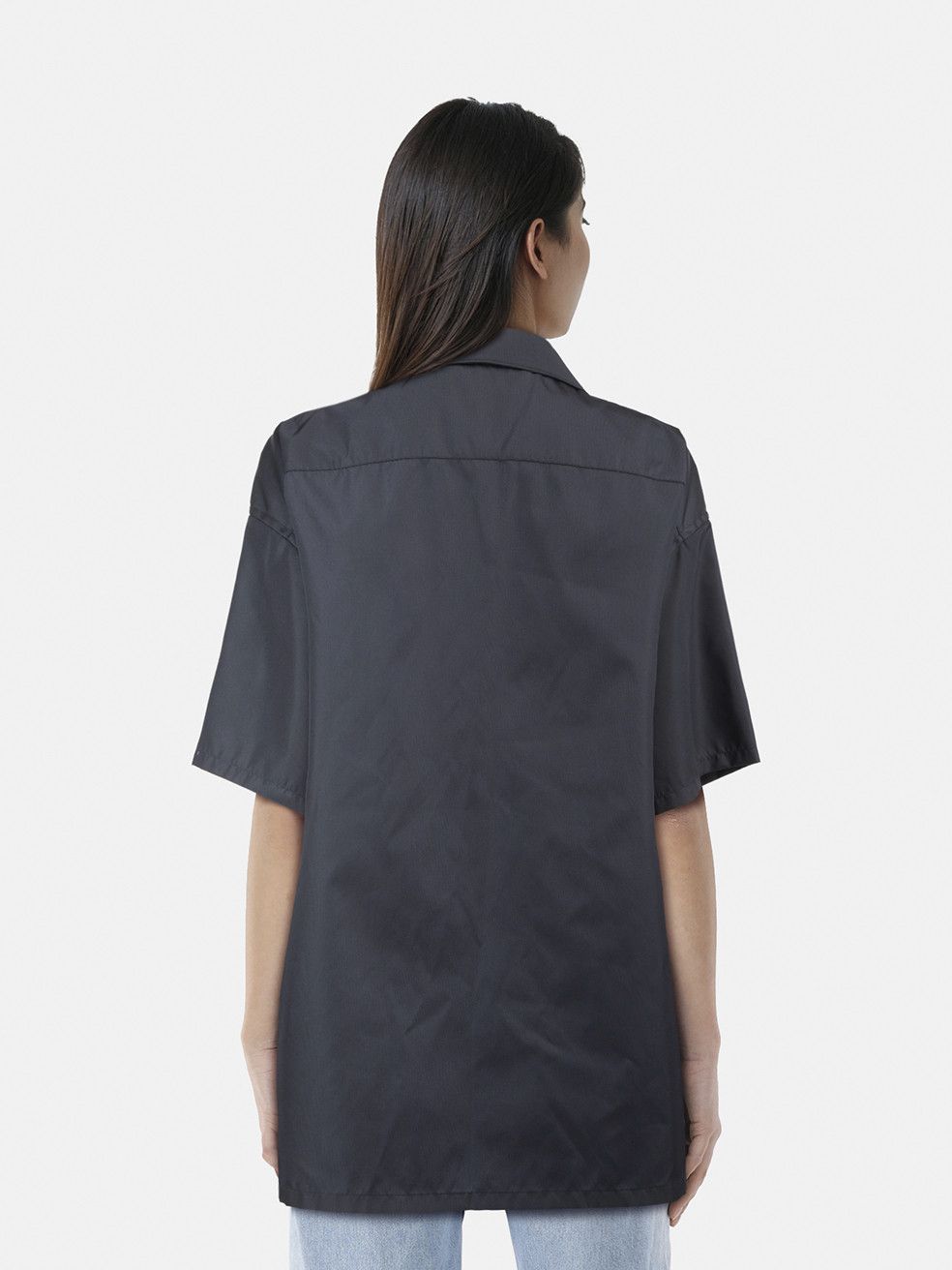 Prada Navy Boxy Fit Short Sleeve Shirt Size M / US 6-8 / IT 42-44 - 2 Thumbnail