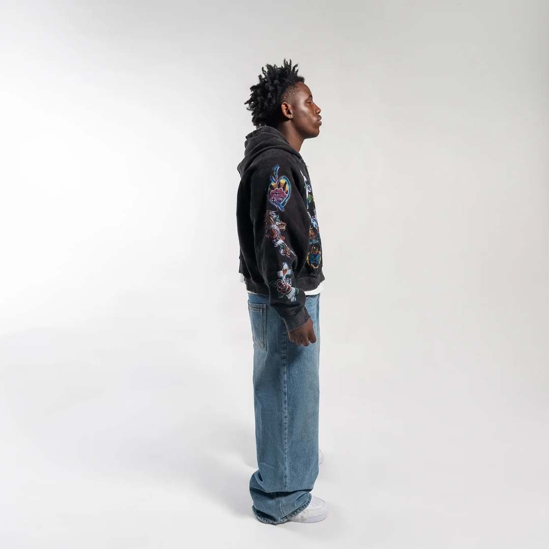 Other Righteous Risen King Cropped Zip Up Hoodie Black Size US XL / EU 56 / 4 - 3 Thumbnail