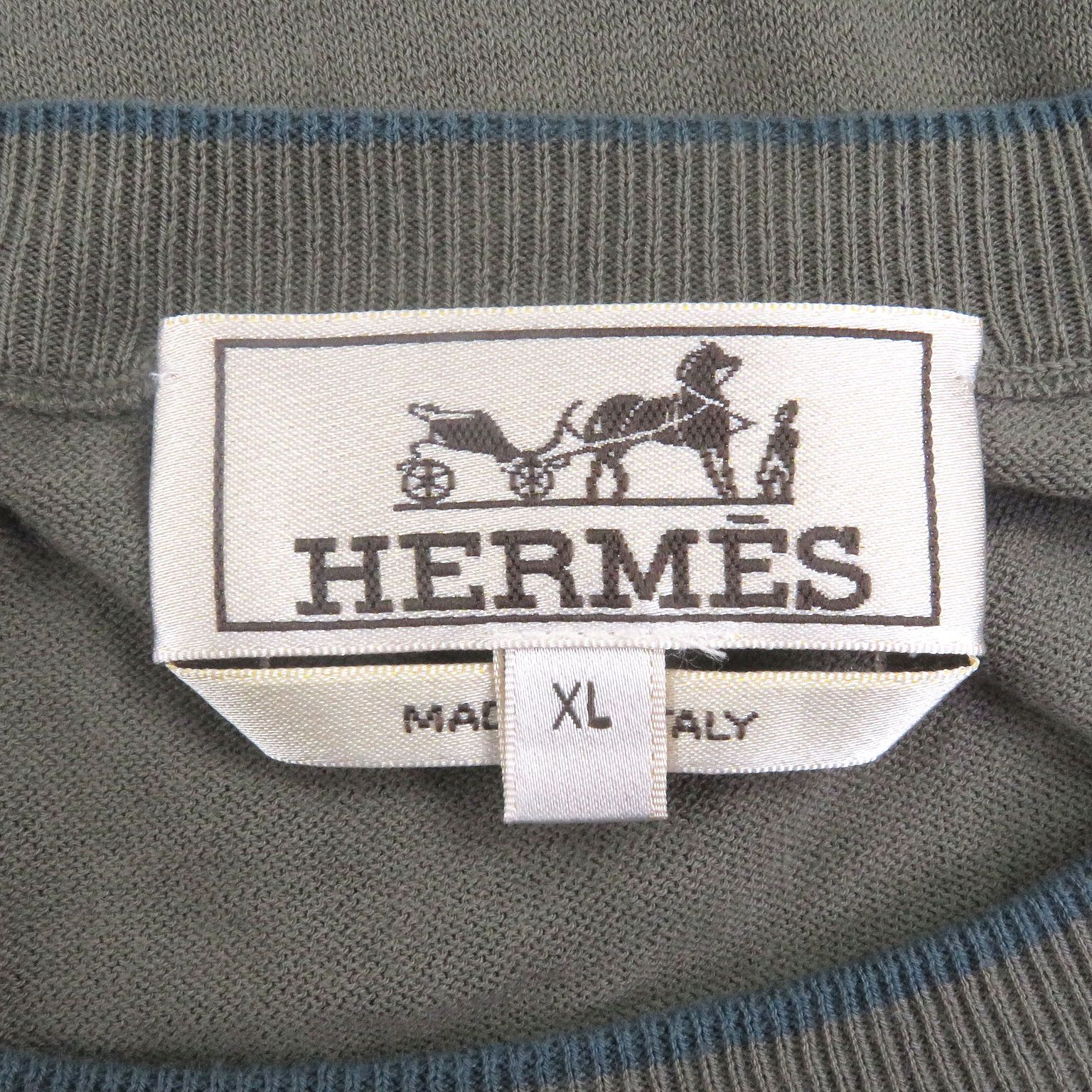 Hermes Hermes Hermès Short Sleeve Knit Docking Design Cotton T-shirt XL Textile Tops DUTY FREE for USA Size ONE SIZE - 4 Thumbnail