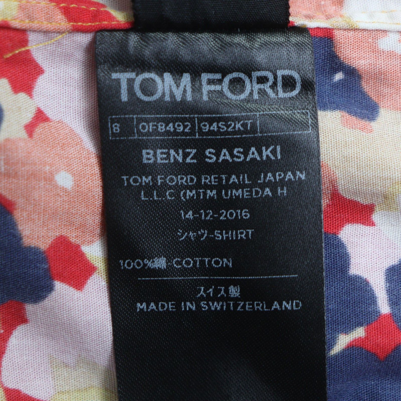Tom Ford TOM FORD Cotton Long Sleeve Shirt Textile Dress Shirt DUTY FREE for USA