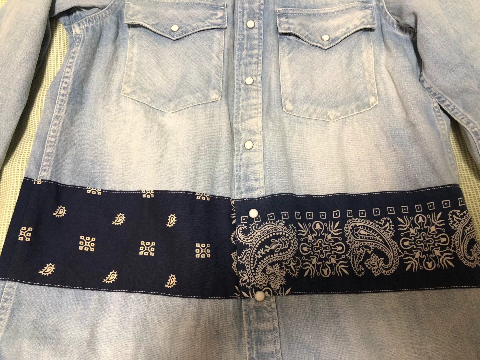 Visvim visvim bandana border denim button-up shirt Size US XXS / EU 40 - 2 Thumbnail