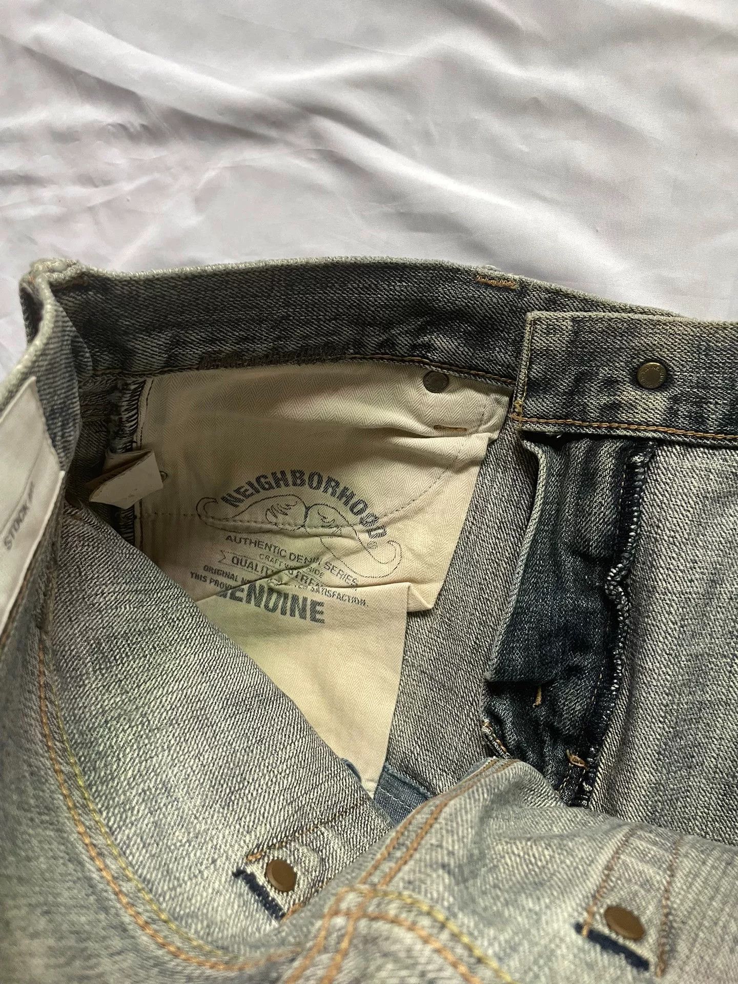 Neighborhood blue patchwork distressed denim jeans Size US 27 - 4 Thumbnail