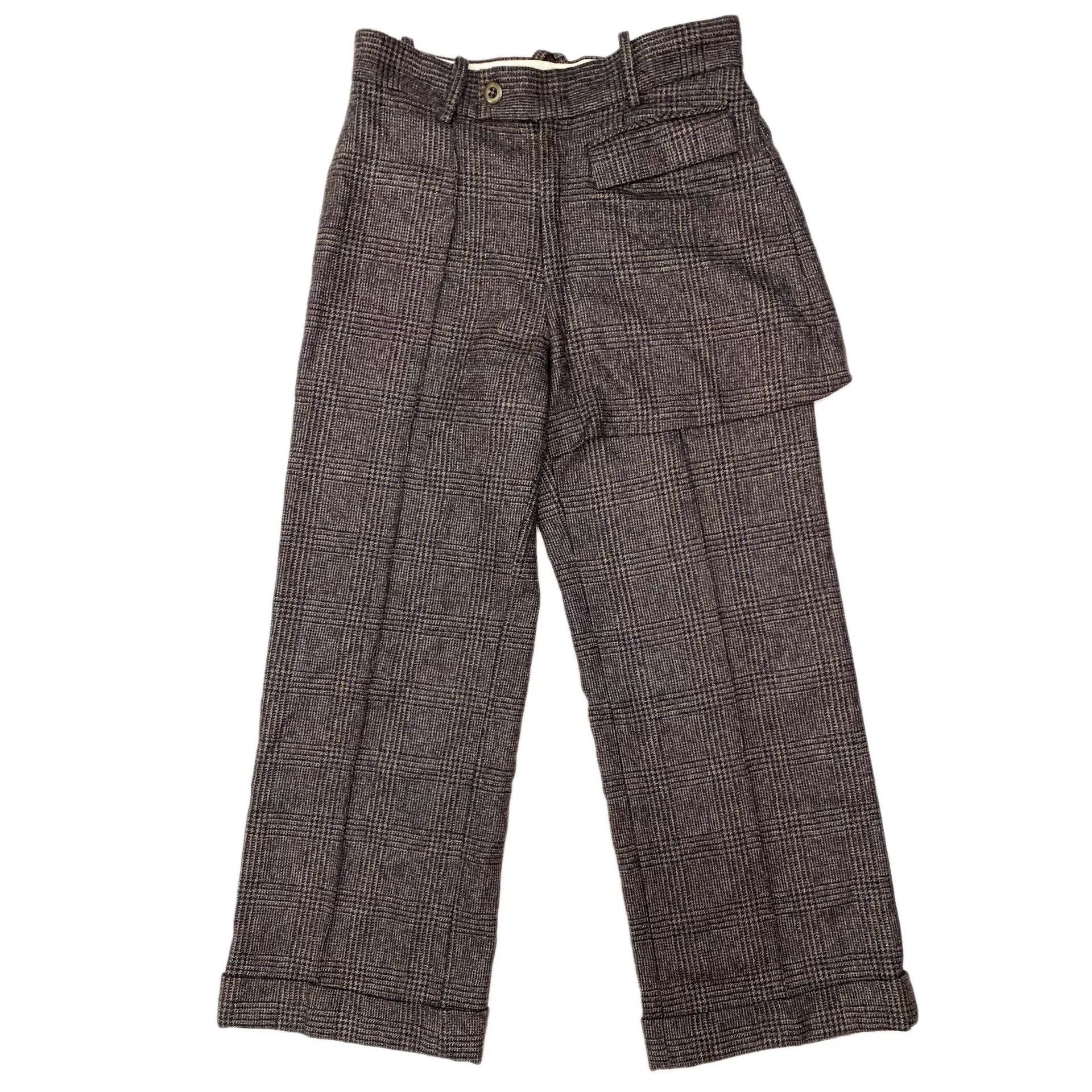 Kazuki Kuraishi unique houndstooth pattern wool long pants Size 28" / US 6 / IT 42 - 2 Thumbnail