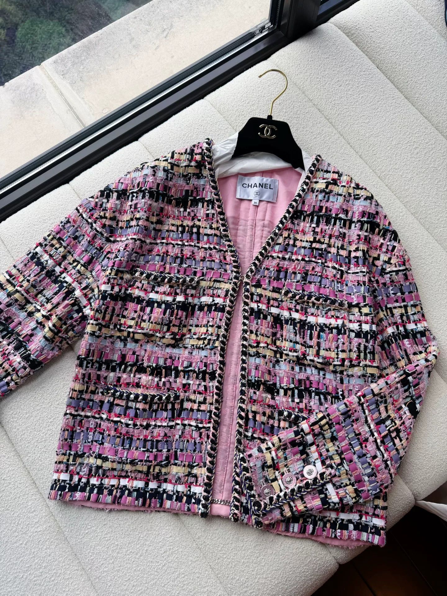 Chanel pink woven Chanel jacket Size S / US 4 / IT 40 - 5 Thumbnail