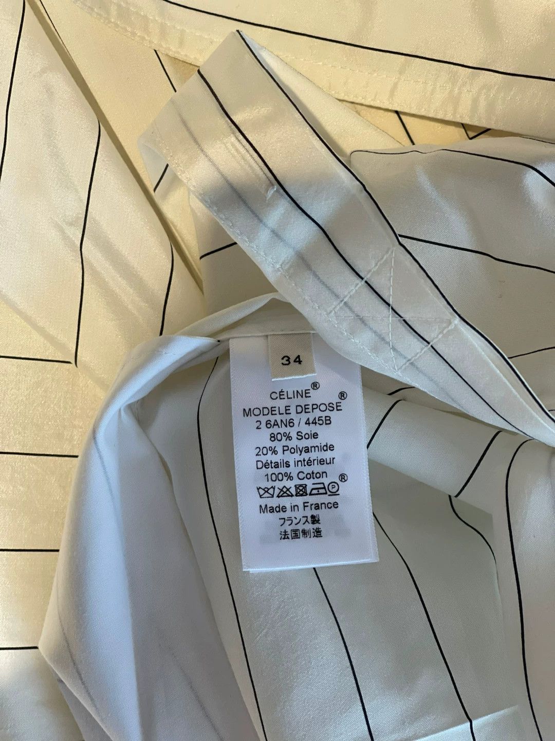Celine celine striped shirt dress in white Size S / US 4 / IT 40 - 4 Thumbnail