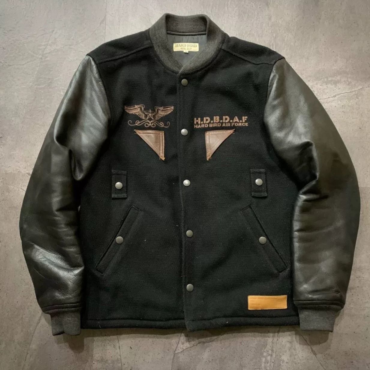 The Flat Head black wool leather baseball jacket Size US M / EU 48-50 / 2 - 4 Thumbnail