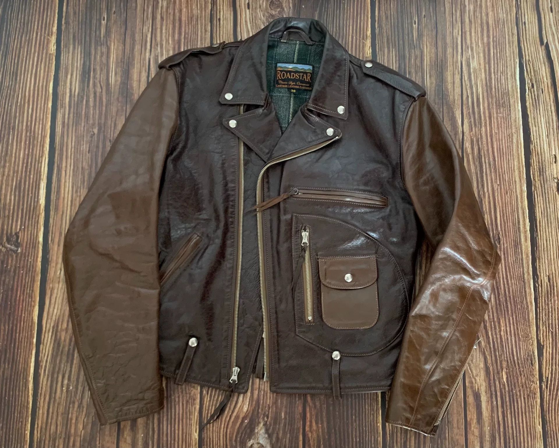 Eastman Leather Clothing brown leather motorcycle jacket with pockets Size US M / EU 48-50 / 2 - 2 Thumbnail