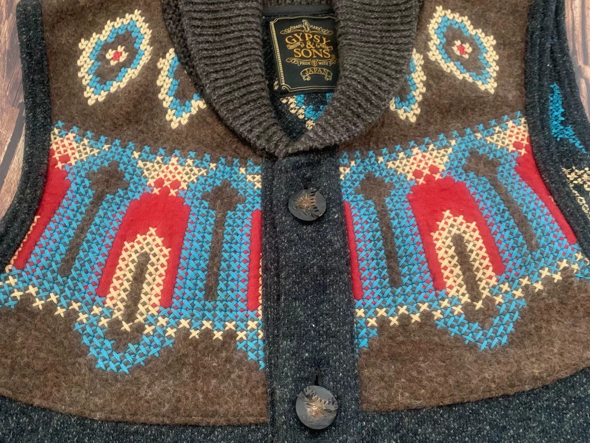 &SONS stylish gypsy sons navy patterned vest Size US L / EU 52-54 / 3 - 3 Thumbnail