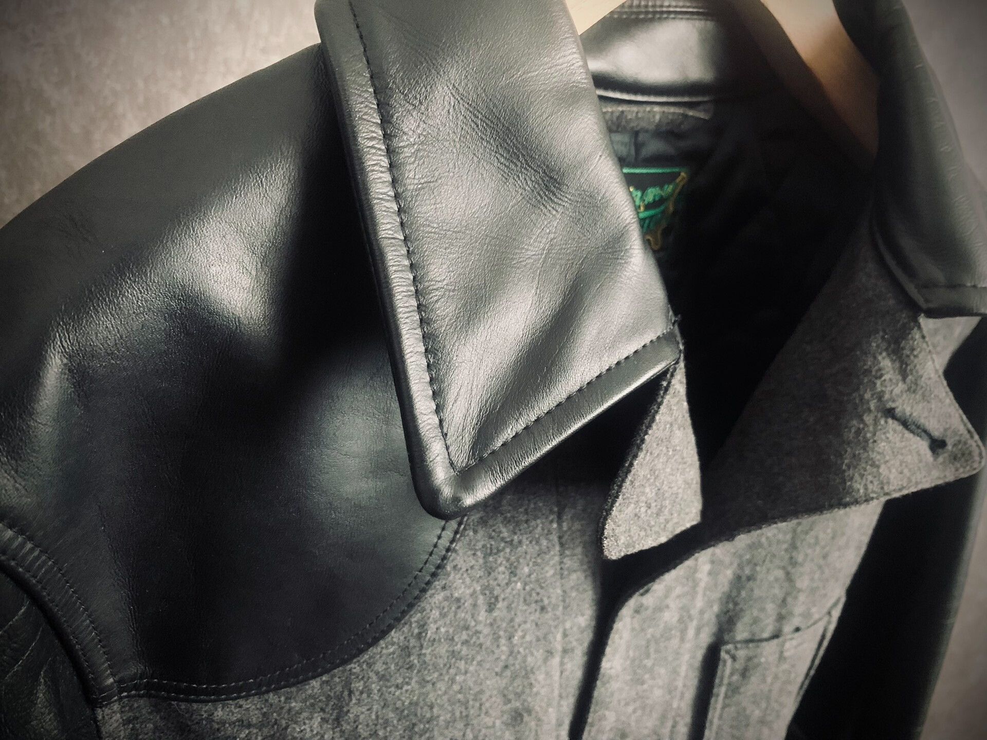 Pherrow's gray cotton jacket with leather accents Size US L / EU 52-54 / 3 - 4 Thumbnail
