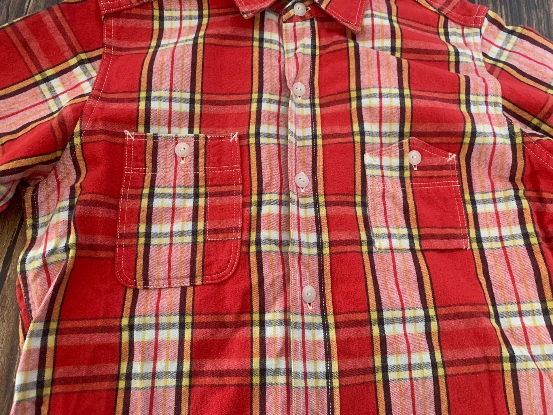 Freewheelers bright red plaid short sleeve shirt Size US L / EU 52-54 / 3 - 3 Thumbnail